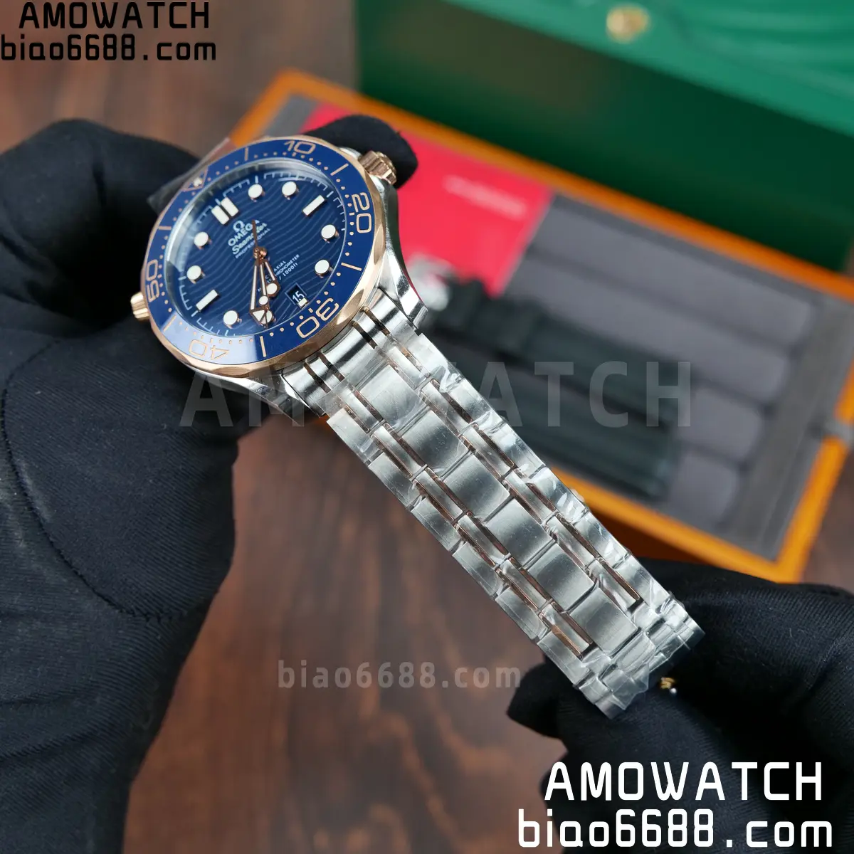 OMEGA Seamaster Diver 300M 210.20.42.20.03.002 SS/RG ORF 1:1 Best Edition Blue Ceramic Blue Dial on SS Bracelet A8800 60 6e7aea6f4c664d5 AMO Watch