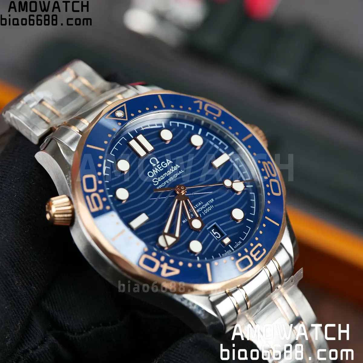 OMEGA Seamaster Diver 300M 210.20.42.20.03.002 SS/RG ORF 1:1 Best Edition Blue Ceramic Blue Dial on SS Bracelet A8800 67 c659b2749ef16b4 AMO Watch