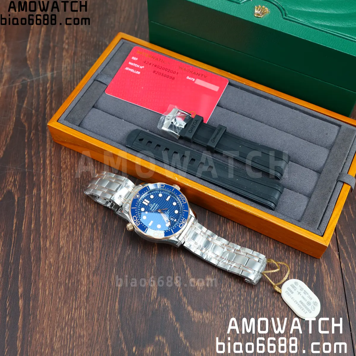 OMEGA Seamaster Diver 300M 210.20.42.20.03.002 SS/RG ORF 1:1 Best Edition Blue Ceramic Blue Dial on SS Bracelet A8800 56 e085c2a9385e76c AMO Watch