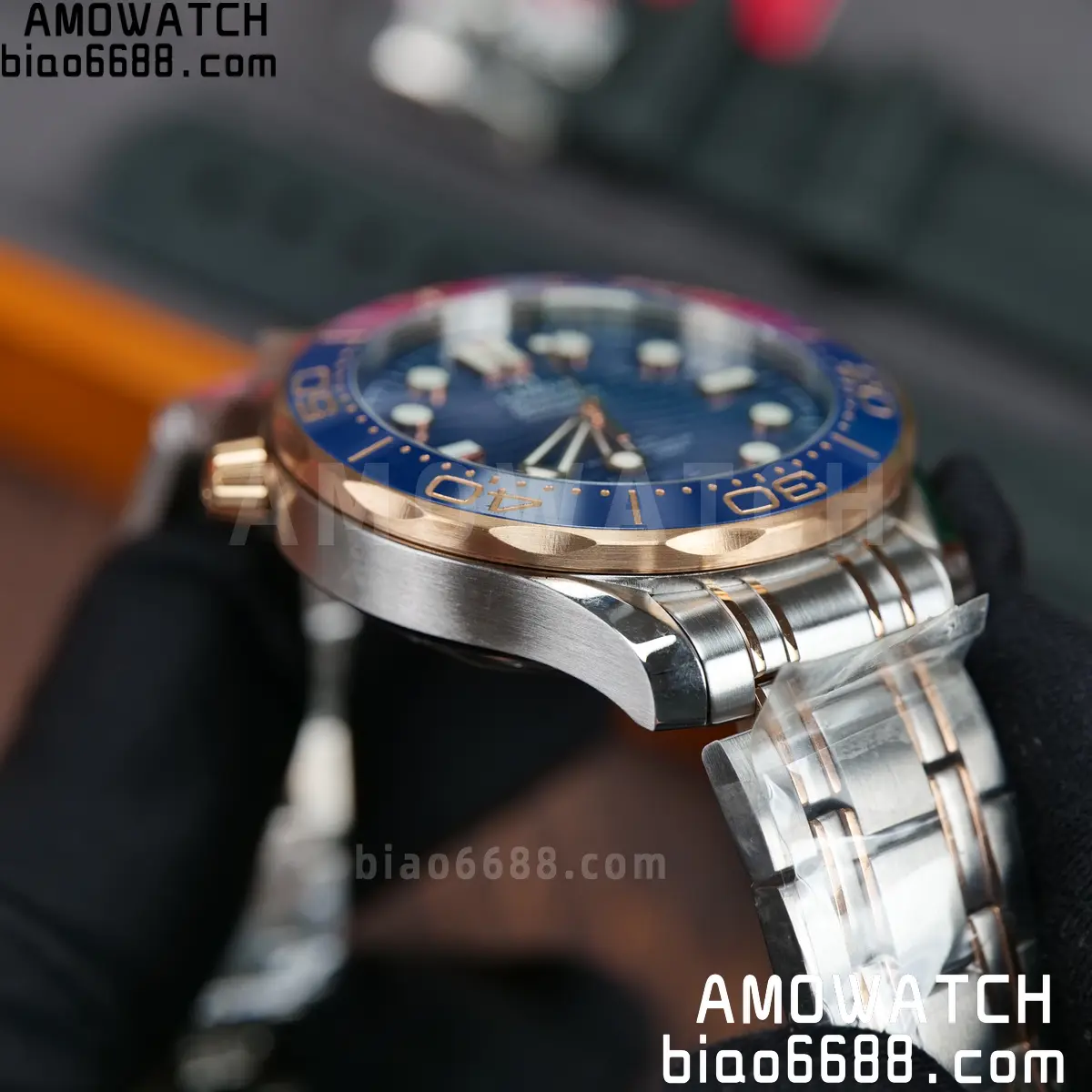 OMEGA Seamaster Diver 300M 210.20.42.20.03.002 SS/RG ORF 1:1 Best Edition Blue Ceramic Blue Dial on SS Bracelet A8800 64 ec34acd0d7a3e57 AMO Watch