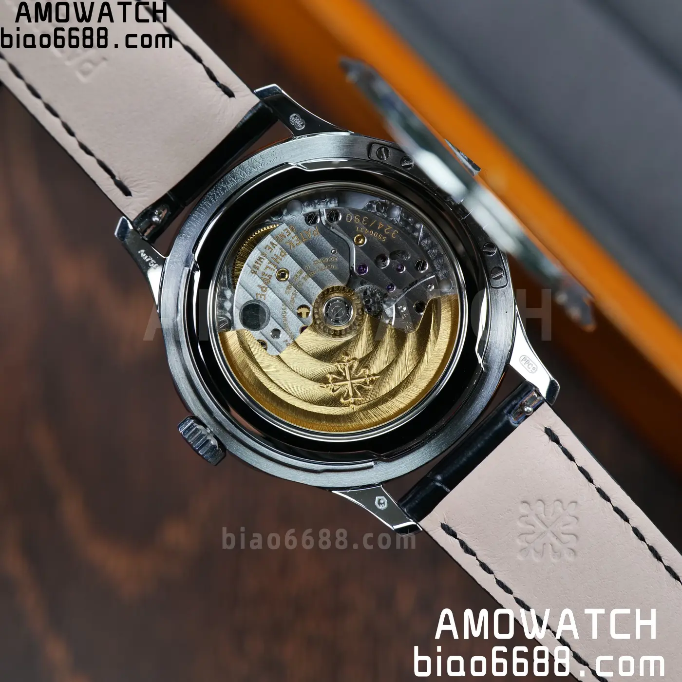 PP Calatrava 5227G SS 3KF 1:1 Best Edition Black Dial on Black Leather Strap 324 V2 80 01845a7ca0c4a99 AMO Watch