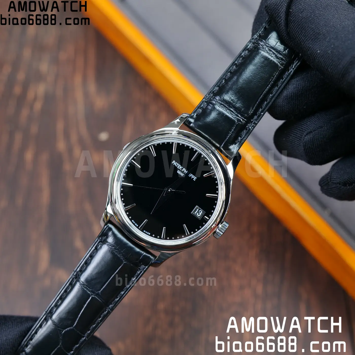 PP Calatrava 5227G SS 3KF 1:1 Best Edition Black Dial on Black Leather Strap 324 V2 63 1a92155c804b98e AMO Watch