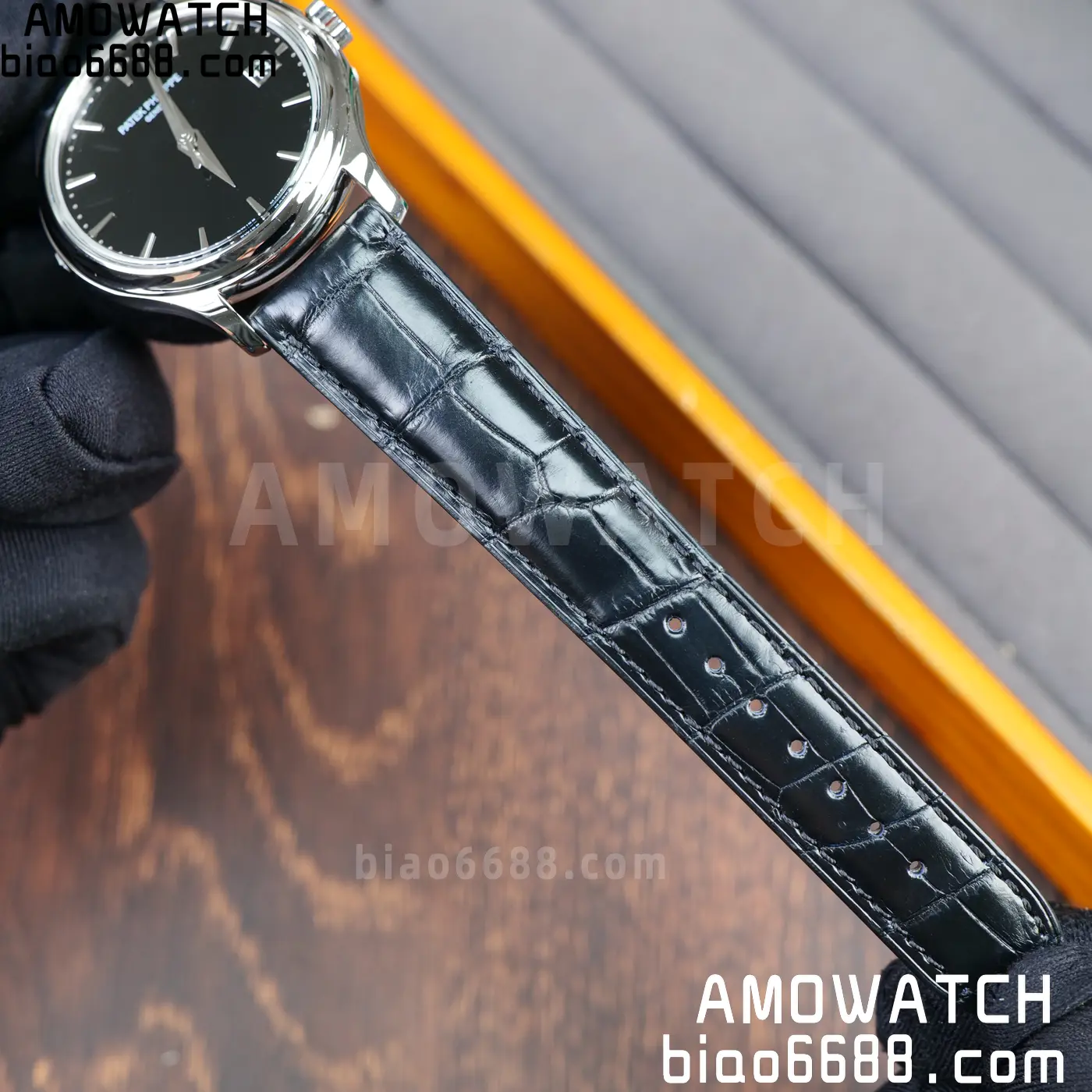 PP Calatrava 5227G SS 3KF 1:1 Best Edition Black Dial on Black Leather Strap 324 V2 65 5f5036202fcd006 AMO Watch