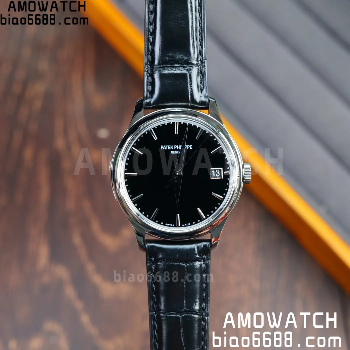 PP Calatrava 5227G SS 3KF 1:1 Best Edition Black Dial on Black Leather Strap 324 V2 66 a3a463f1420b92e AMO Watch