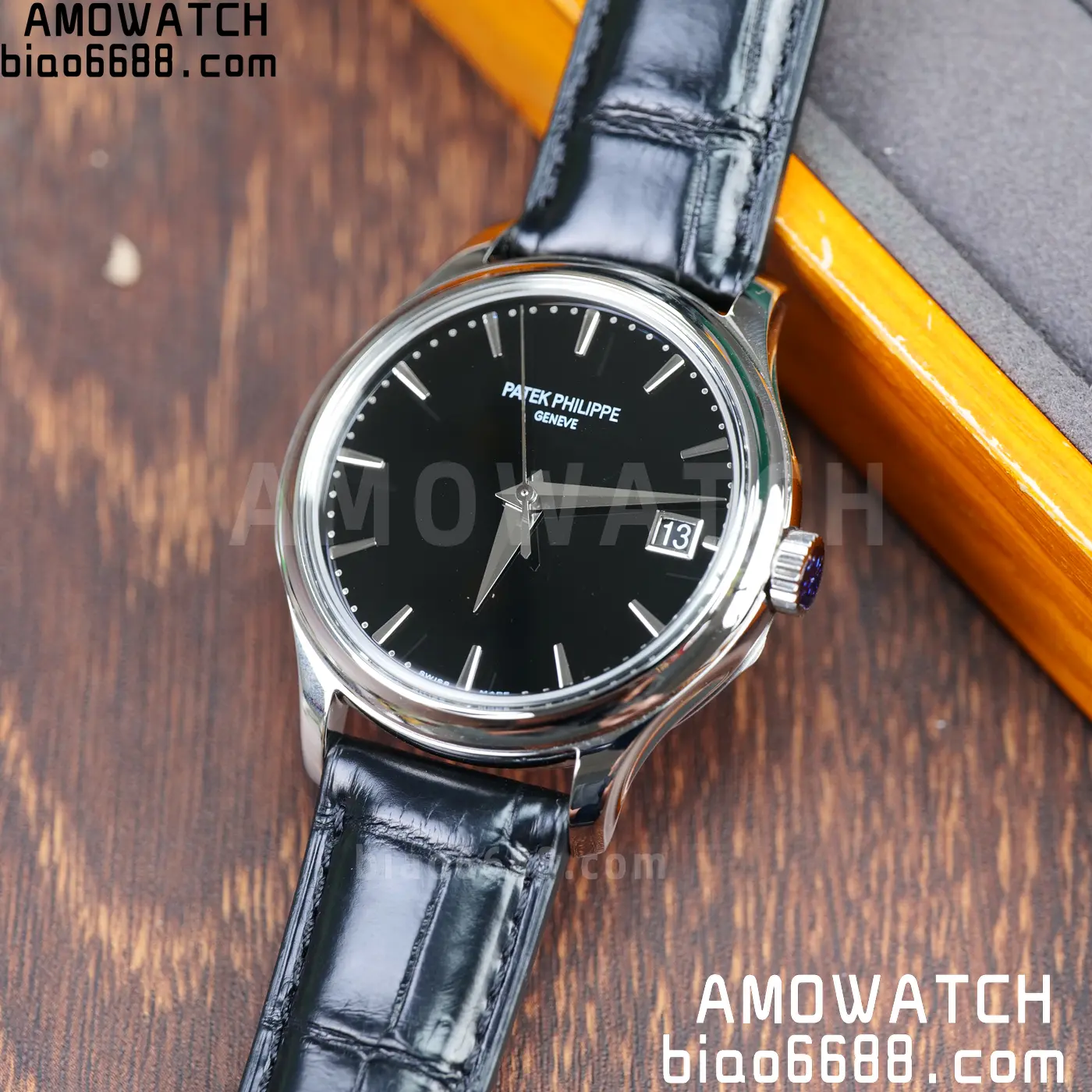 PP Calatrava 5227G SS 3KF 1:1 Best Edition Black Dial on Black Leather Strap 324 V2 60 a9e1e2de367c431 AMO Watch
