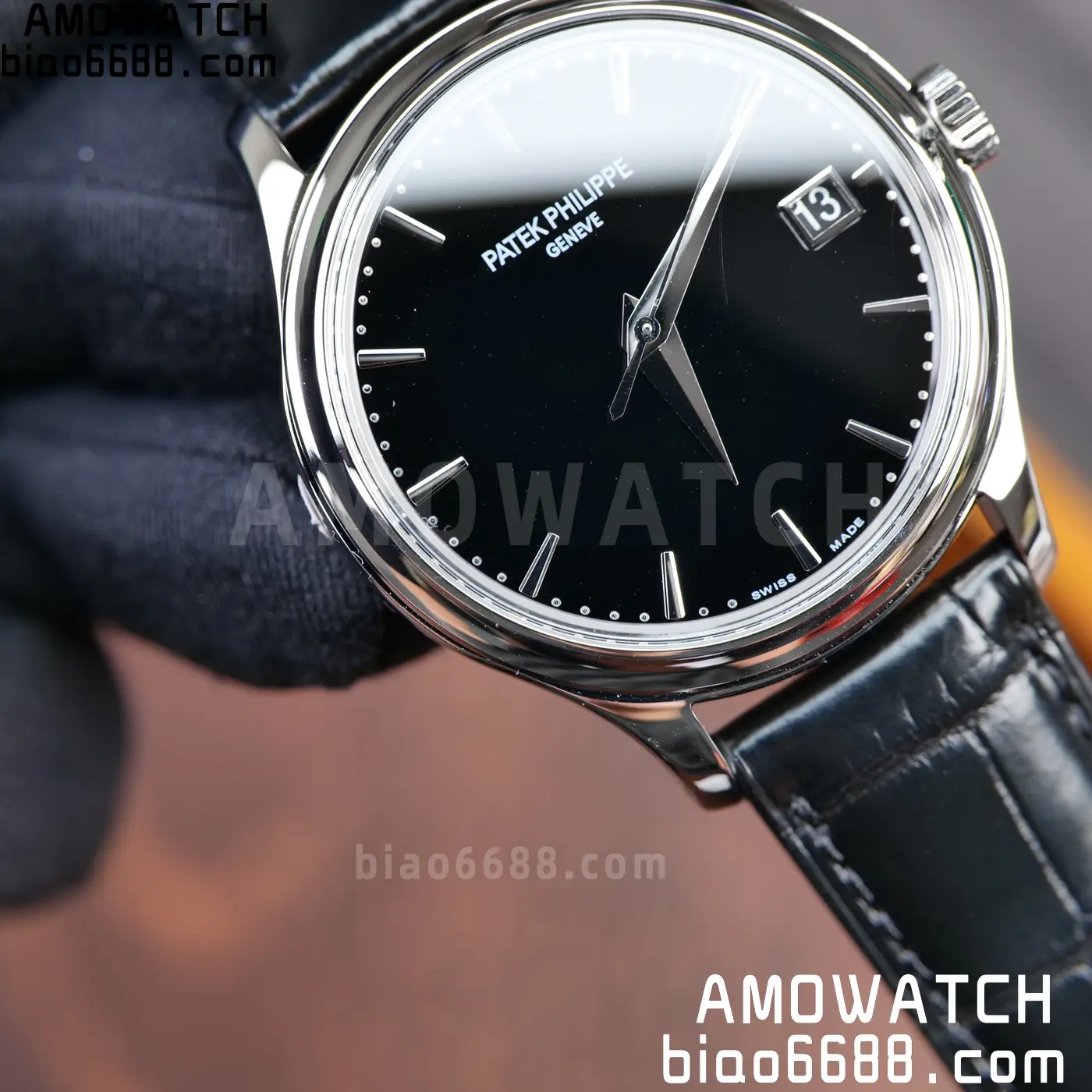 PP Calatrava 5227G SS 3KF 1:1 Best Edition Black Dial on Black Leather Strap 324 V2 75 cb6ef3b31247818 AMO Watch
