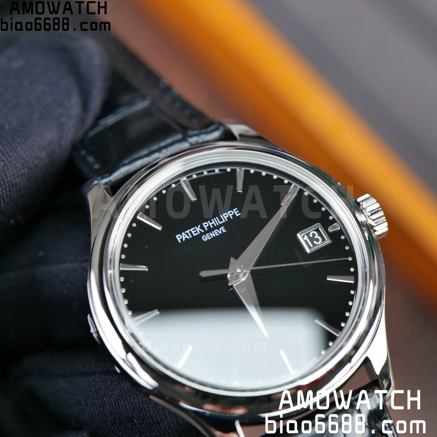 PP Calatrava 5227G SS 3KF 1:1 Best Edition Black Dial on Black Leather Strap 324 V2 77 d8c9c8561d1e9d9 AMO Watch