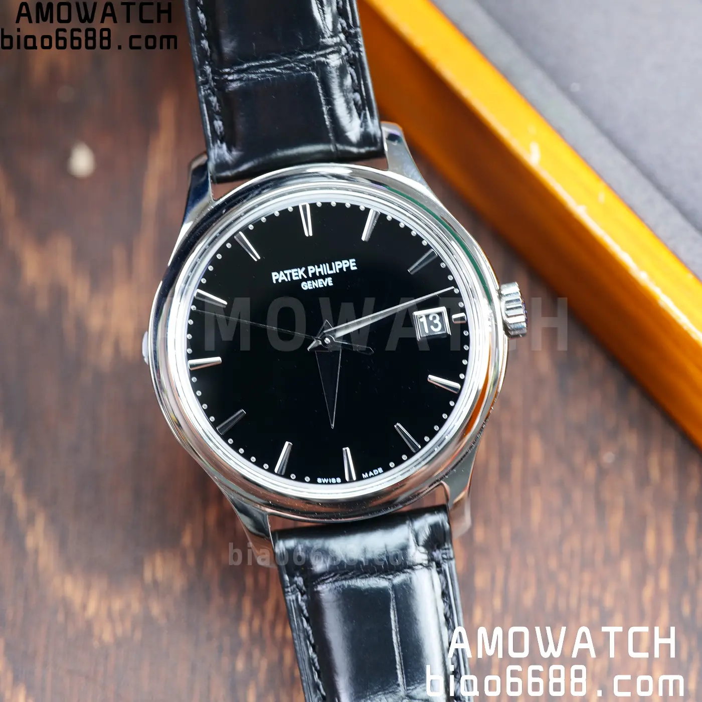 PP Calatrava 5227G SS 3KF 1:1 Best Edition Black Dial on Black Leather Strap 324 V2 59 db3bf4b25846be3 AMO Watch