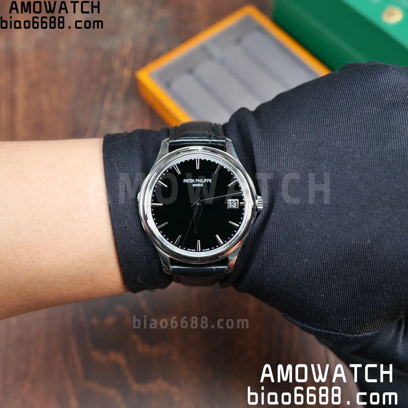 PP Calatrava 5227G SS 3KF 1:1 Best Edition Black Dial on Black Leather Strap 324 V2 86 e44166d61fbfbba AMO Watch