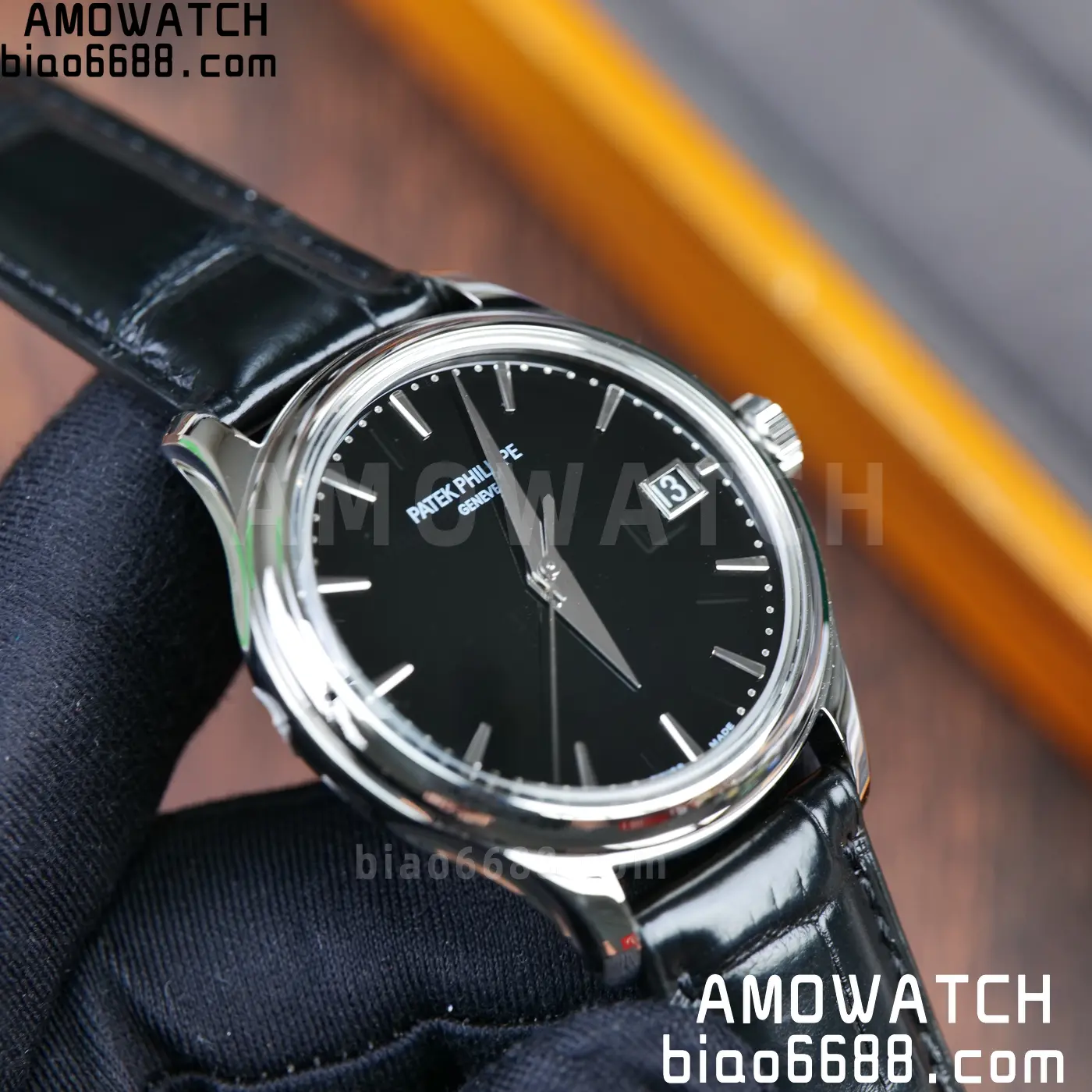 PP Calatrava 5227G SS 3KF 1:1 Best Edition Black Dial on Black Leather Strap 324 V2 72 f307c3f9ad97733 AMO Watch
