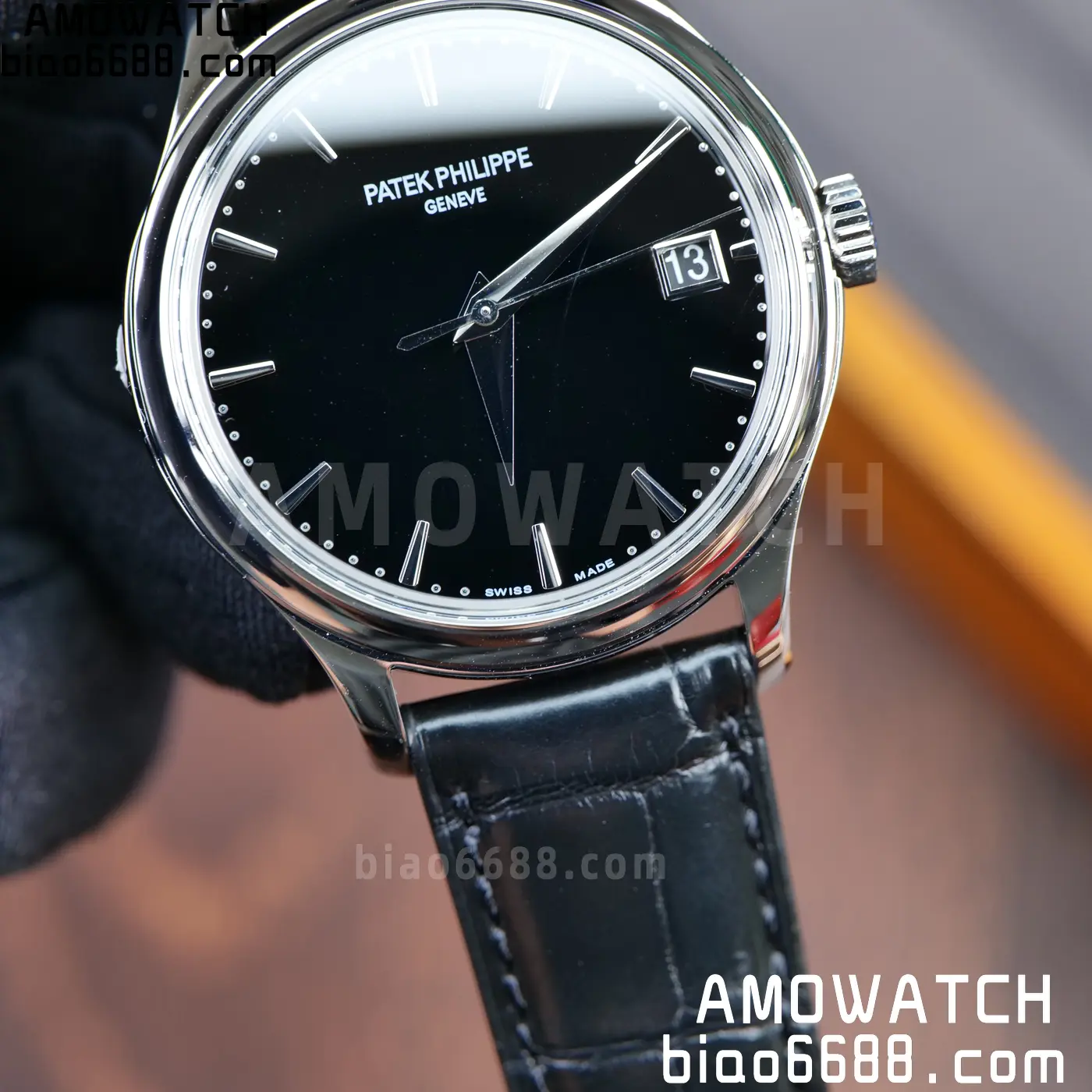 PP Calatrava 5227G SS 3KF 1:1 Best Edition Black Dial on Black Leather Strap 324 V2 76 f36e40b6bbc7488 AMO Watch