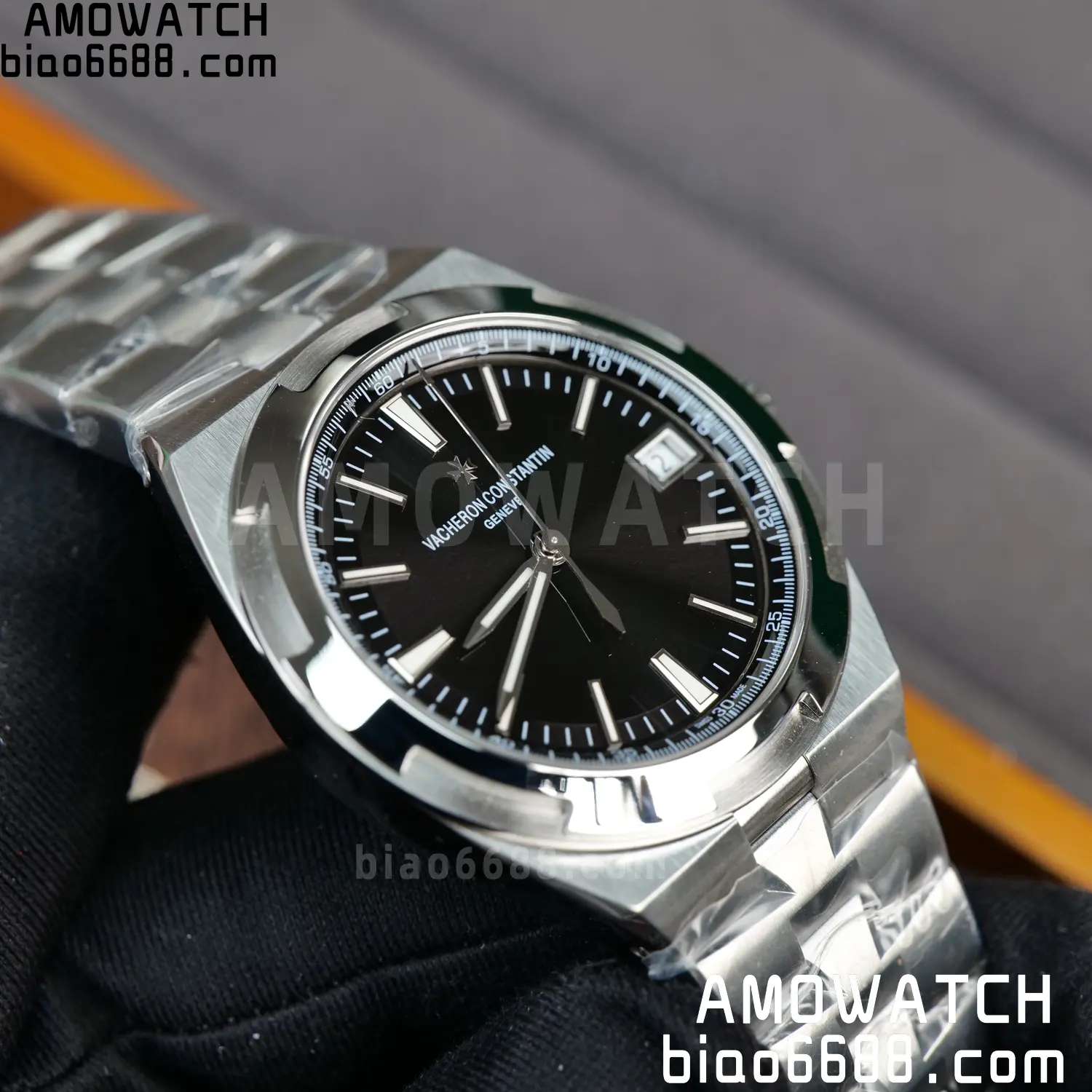 Vacheron Constantin Overseas 4500V/110A-B483 SS PPF 1:1 Best Edition Black Dial on SS Bracelet A5100 80 ab9350d299aa814 AMO Watch