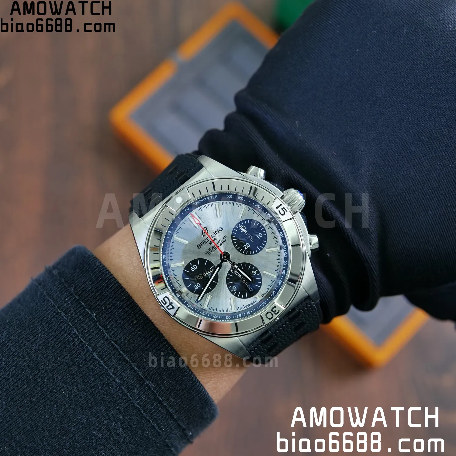 Breitling Chronomat B01 AB0134101G1A1 42mm SS TF 1:1 Best Edition Silver Dial on Black Rubber Strap A7750 90 011085ab46076ad AMO Watch