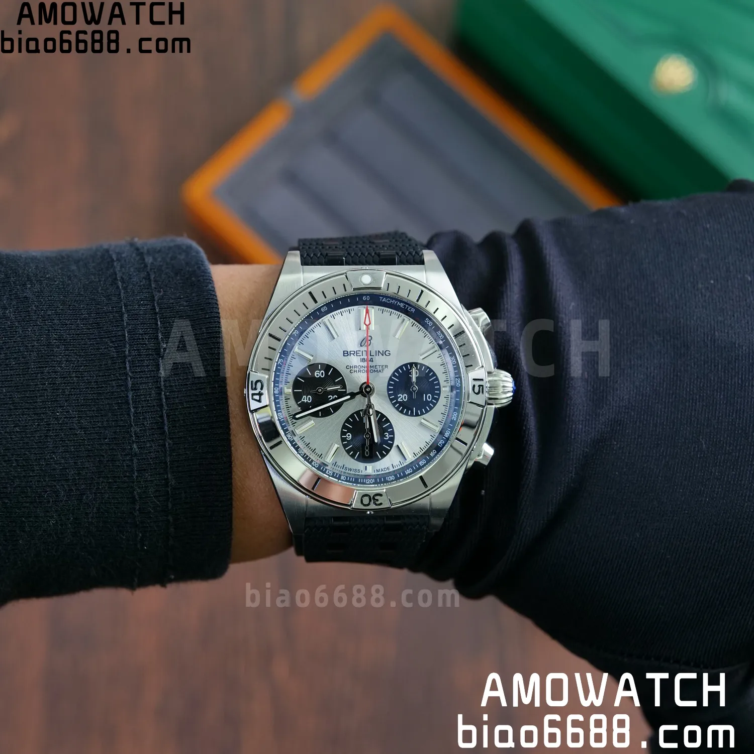 Breitling Chronomat B01 AB0134101G1A1 42mm SS TF 1:1 Best Edition Silver Dial on Black Rubber Strap A7750 89 11b3556fcbcdcca AMO Watch