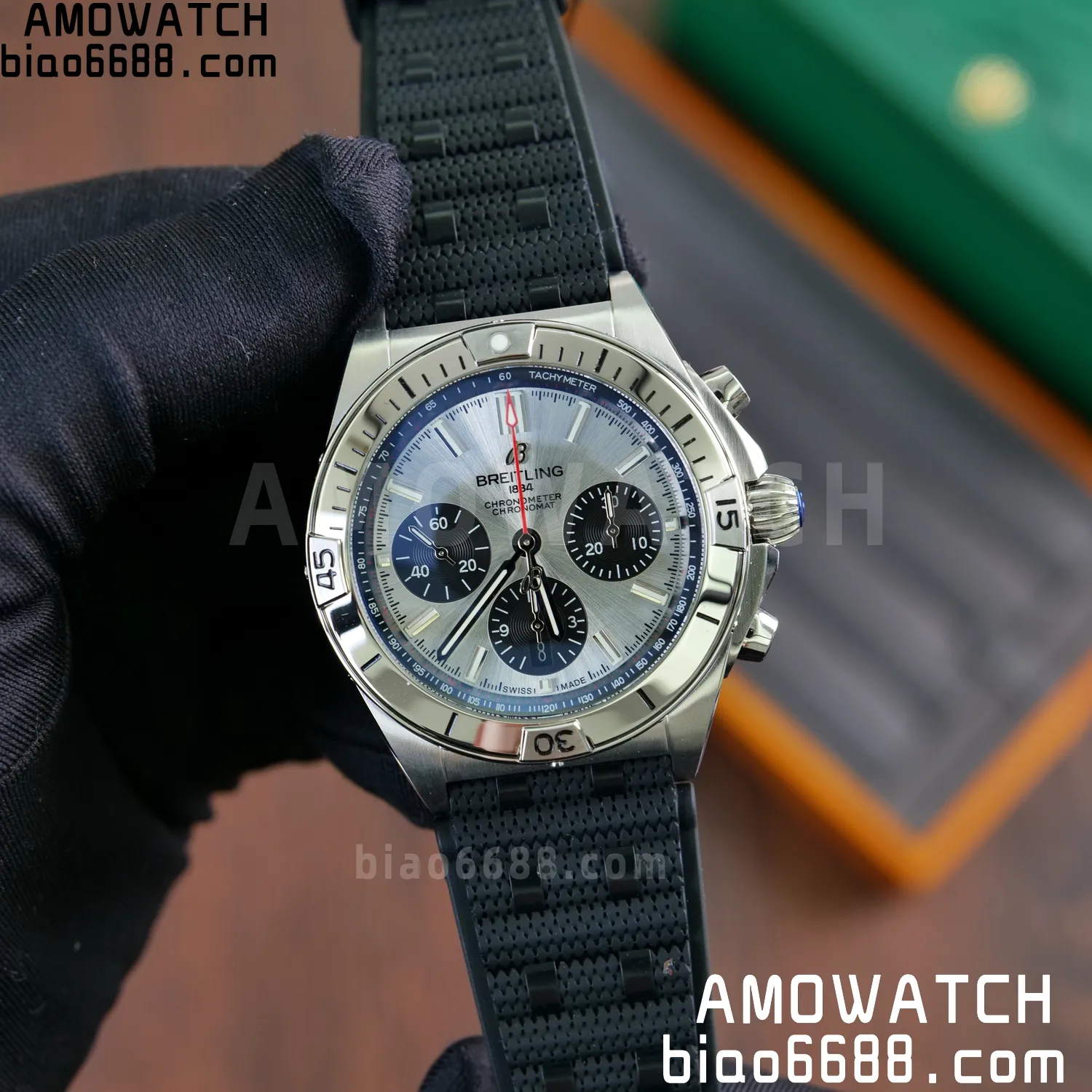 Breitling Chronomat B01 AB0134101G1A1 42mm SS TF 1:1 Best Edition Silver Dial on Black Rubber Strap A7750 64 3e658fb21756cae AMO Watch