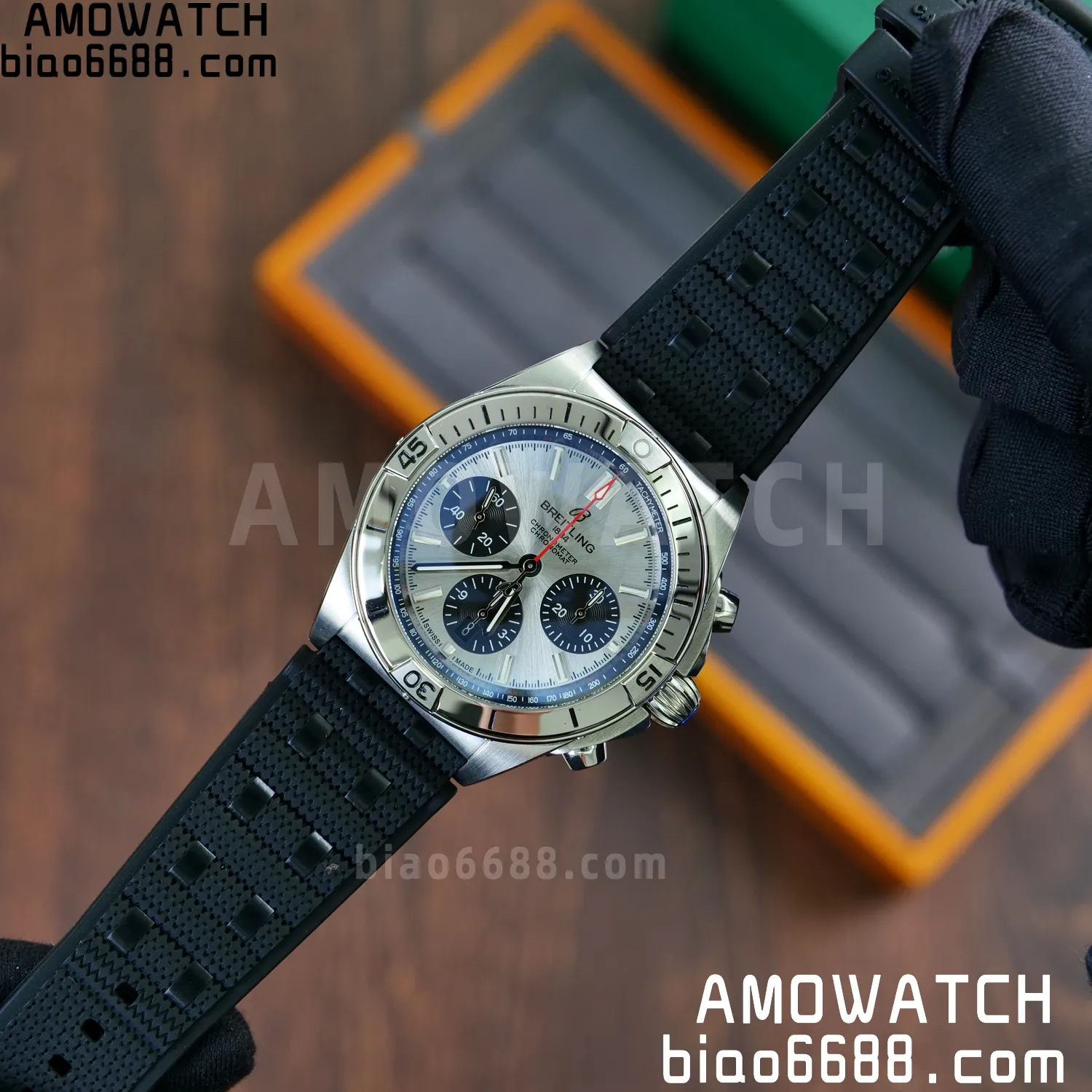 Breitling Chronomat B01 AB0134101G1A1 42mm SS TF 1:1 Best Edition Silver Dial on Black Rubber Strap A7750 65 5e8977d4b1fba96 AMO Watch