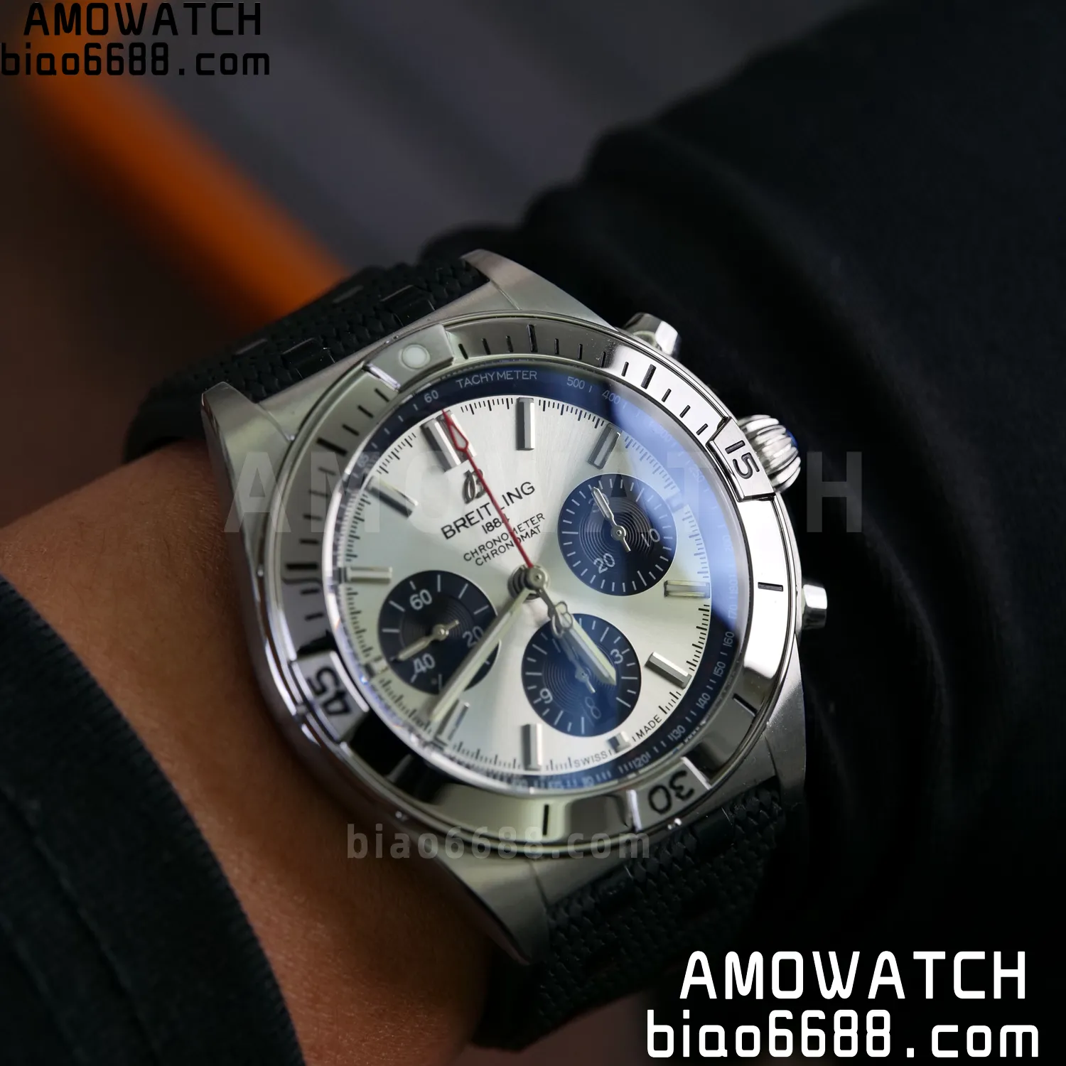 Breitling Chronomat B01 AB0134101G1A1 42mm SS TF 1:1 Best Edition Silver Dial on Black Rubber Strap A7750 88 68b271ebb2ffaf9 AMO Watch