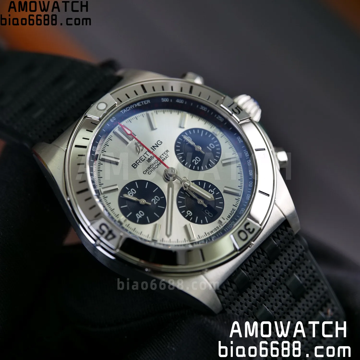 Breitling Chronomat B01 AB0134101G1A1 42mm SS TF 1:1 Best Edition Silver Dial on Black Rubber Strap A7750 74 7c9aa53c7cf6bde AMO Watch