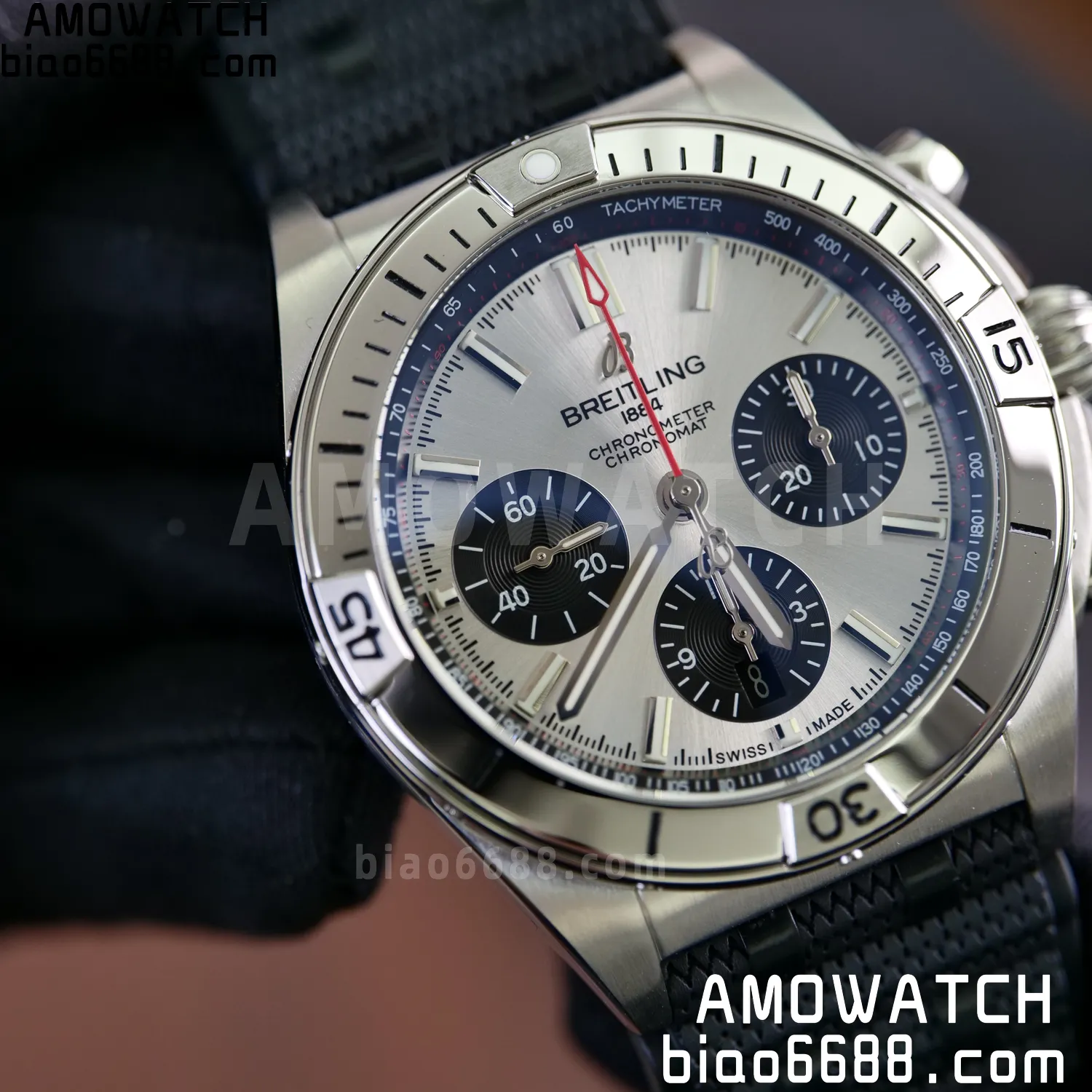 Breitling Chronomat B01 AB0134101G1A1 42mm SS TF 1:1 Best Edition Silver Dial on Black Rubber Strap A7750 78 cfba53ba59b7a99 AMO Watch