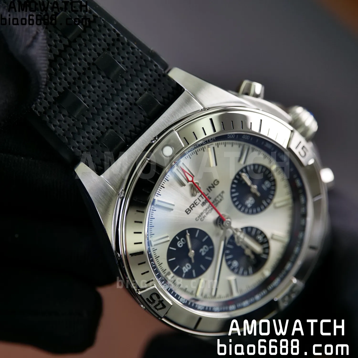 Breitling Chronomat B01 AB0134101G1A1 42mm SS TF 1:1 Best Edition Silver Dial on Black Rubber Strap A7750 76 e722403e9add594 AMO Watch