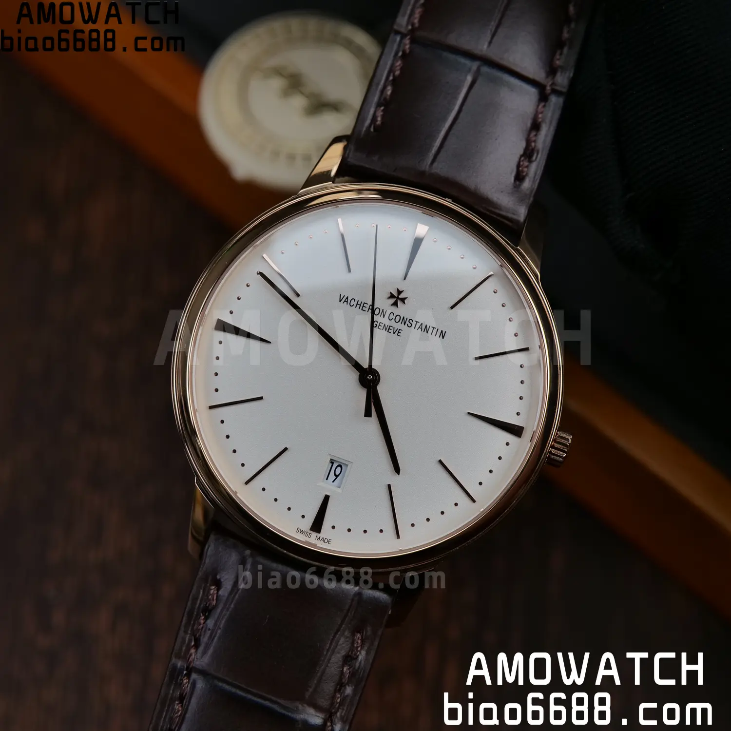 VC Patrimony Date 85180 RG PPF 1:1 Best Edition White Dial on Brown Leather Strap MIYOTA 9015 89 1137ebc8eeae4e8 AMO Watch