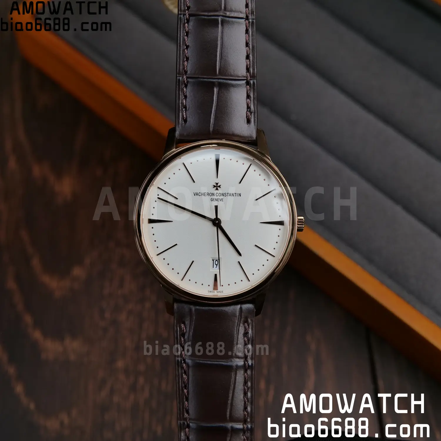 VC Patrimony Date 85180 RG PPF 1:1 Best Edition White Dial on Brown Leather Strap MIYOTA 9015 75 13d0d423a455f65 AMO Watch