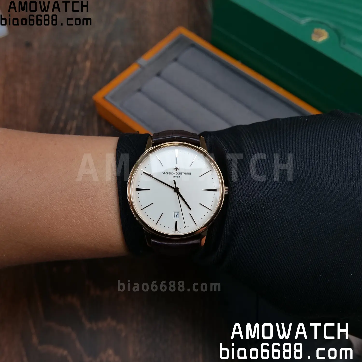 VC Patrimony Date 85180 RG PPF 1:1 Best Edition White Dial on Brown Leather Strap MIYOTA 9015 102 1dc9ff2d7d307dc AMO Watch