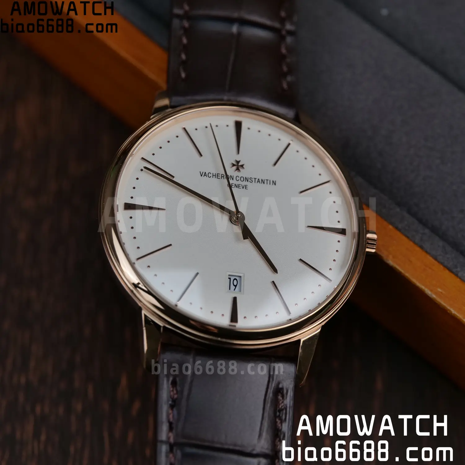 VC Patrimony Date 85180 RG PPF 1:1 Best Edition White Dial on Brown Leather Strap MIYOTA 9015 91 3225ea80b005542 AMO Watch
