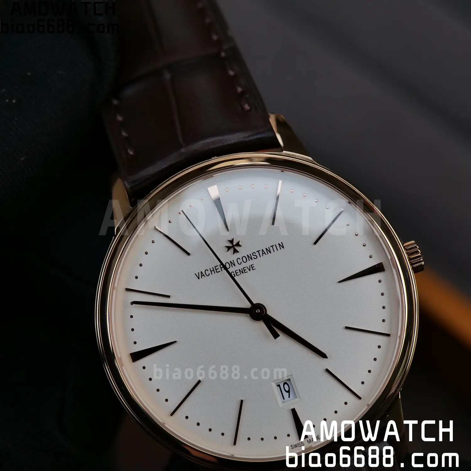 VC Patrimony Date 85180 RG PPF 1:1 Best Edition White Dial on Brown Leather Strap MIYOTA 9015 86 6fe89ce4c5229db AMO Watch