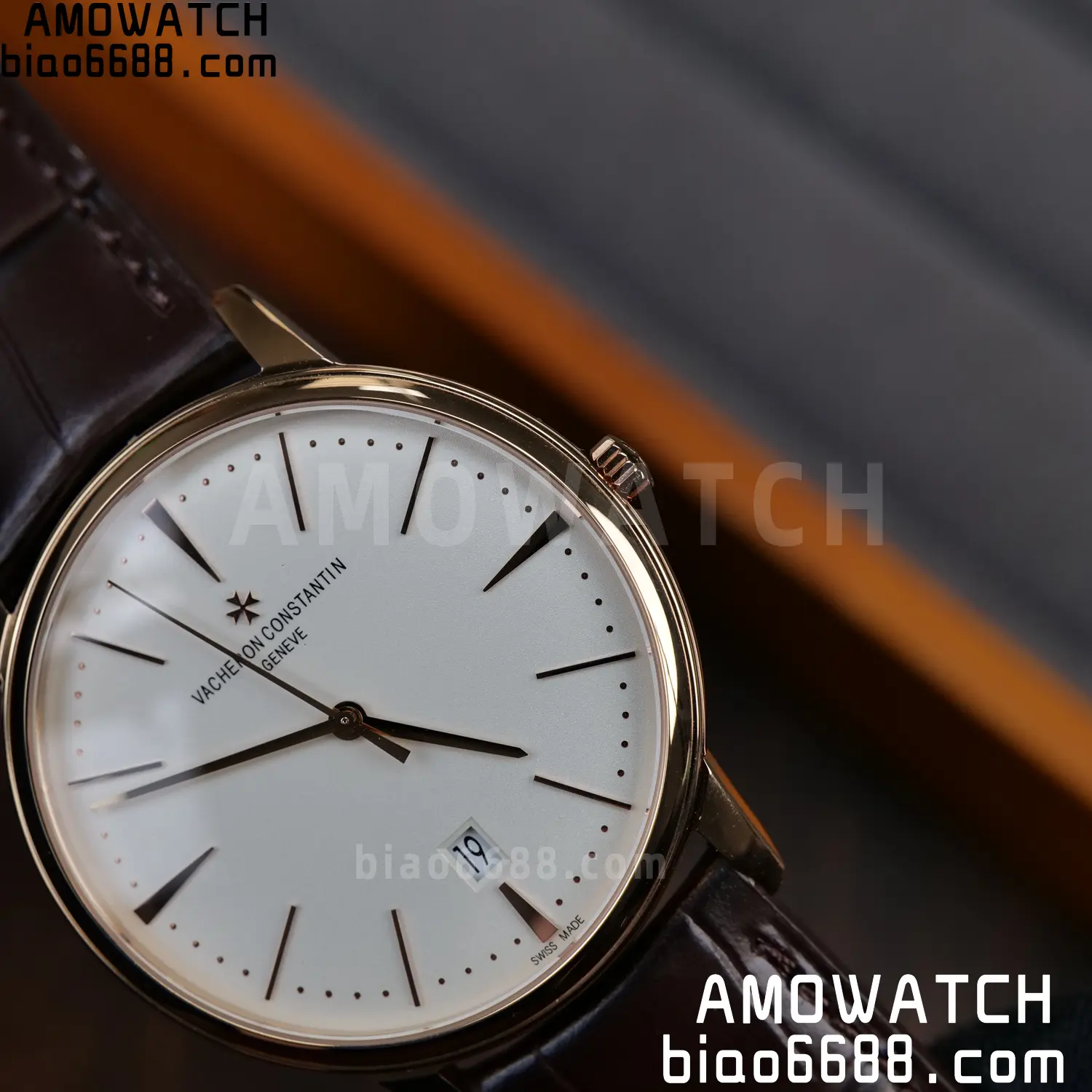 VC Patrimony Date 85180 RG PPF 1:1 Best Edition White Dial on Brown Leather Strap MIYOTA 9015 85 875a820220d2fac AMO Watch