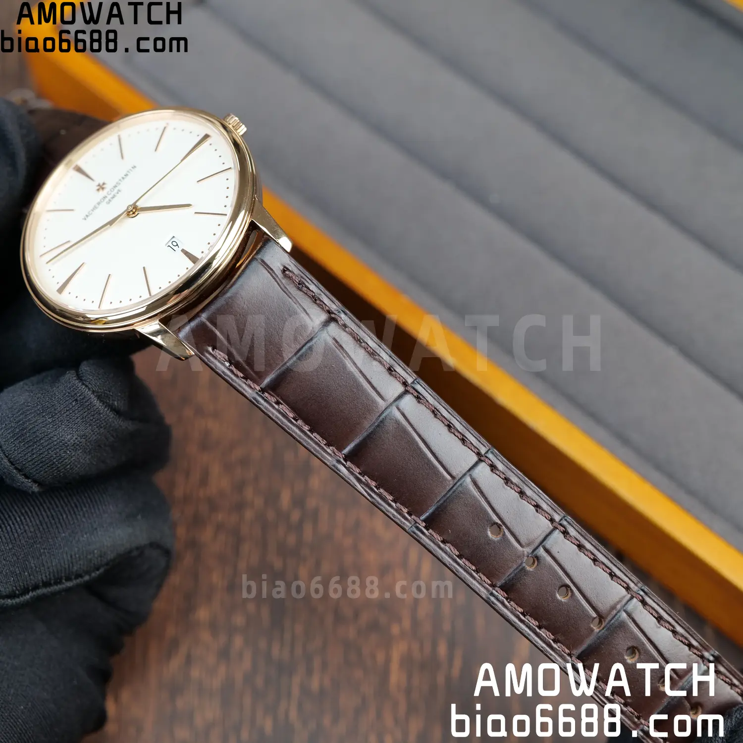 VC Patrimony Date 85180 RG PPF 1:1 Best Edition White Dial on Brown Leather Strap MIYOTA 9015 74 89d31db37262a4d AMO Watch