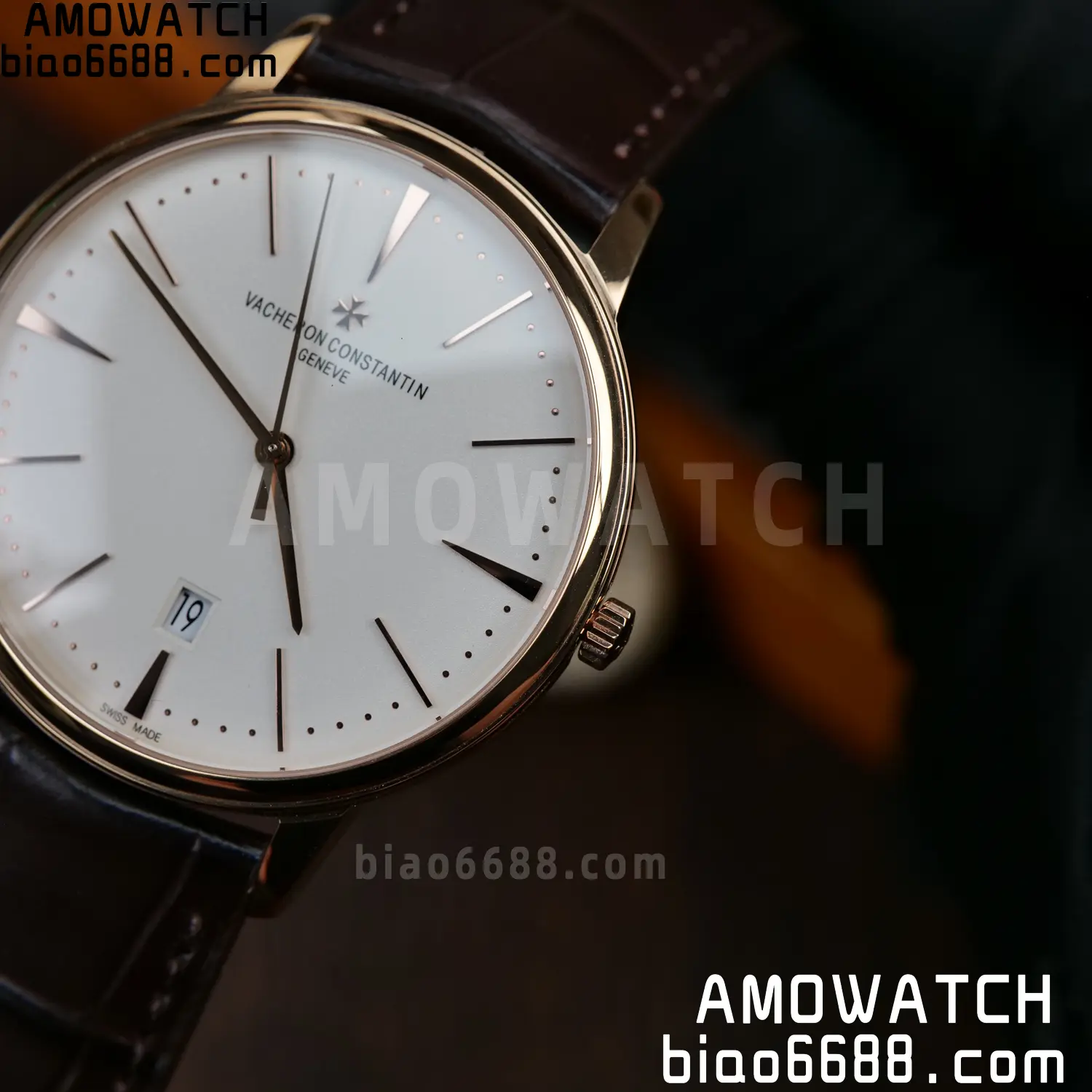 VC Patrimony Date 85180 RG PPF 1:1 Best Edition White Dial on Brown Leather Strap MIYOTA 9015 82 9dbde86b8fb0a67 AMO Watch