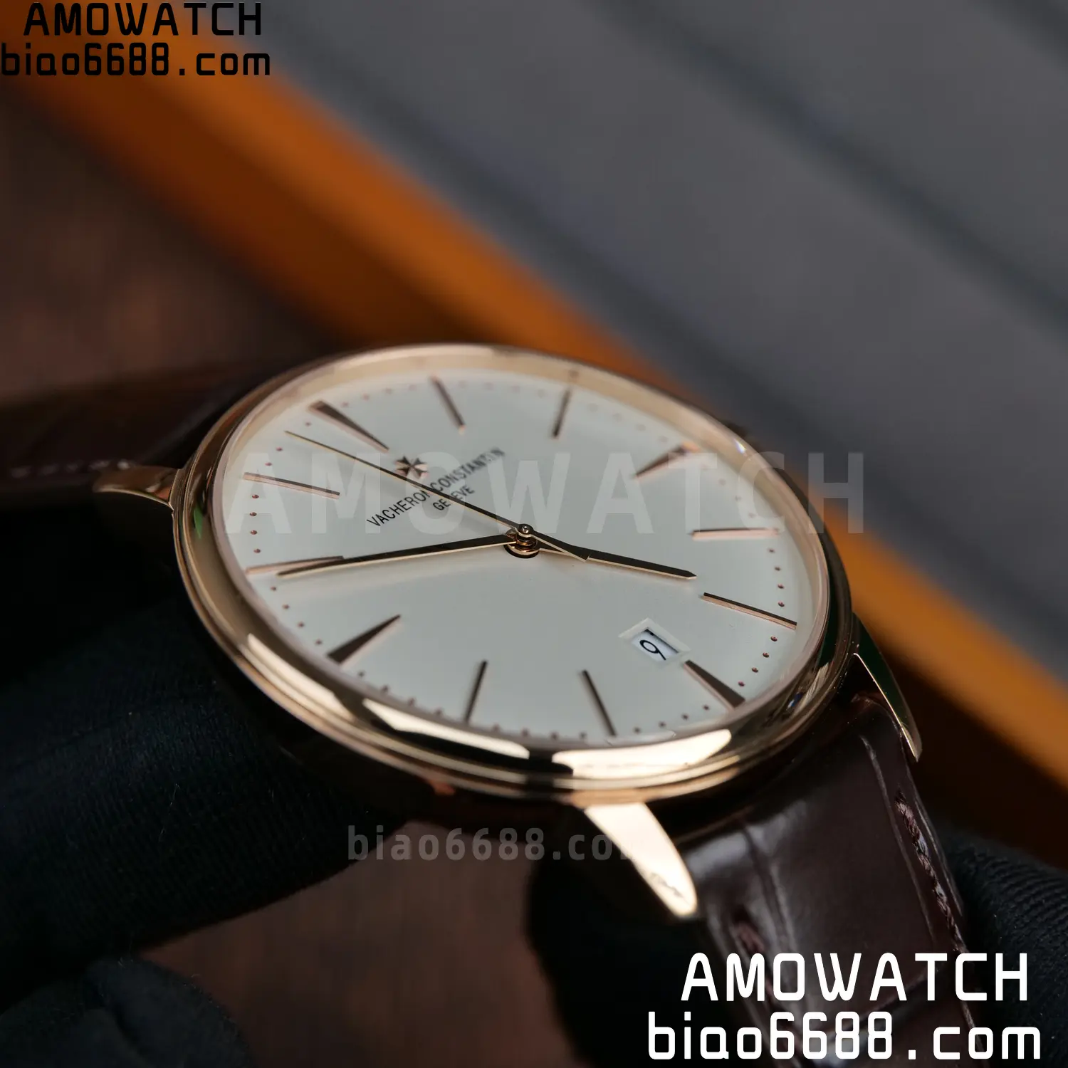 VC Patrimony Date 85180 RG PPF 1:1 Best Edition White Dial on Brown Leather Strap MIYOTA 9015 87 e232ad9f54119ea AMO Watch