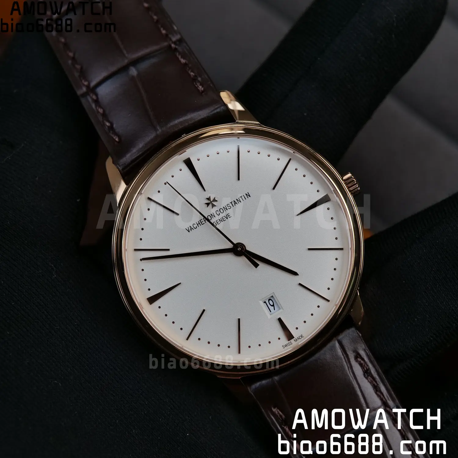 VC Patrimony Date 85180 RG PPF 1:1 Best Edition White Dial on Brown Leather Strap MIYOTA 9015 88 f48e8f6fad714b1 AMO Watch