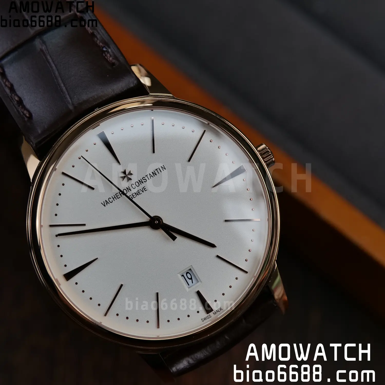 VC Patrimony Date 85180 RG PPF 1:1 Best Edition White Dial on Brown Leather Strap MIYOTA 9015 92 fe50f06090c1b0a AMO Watch