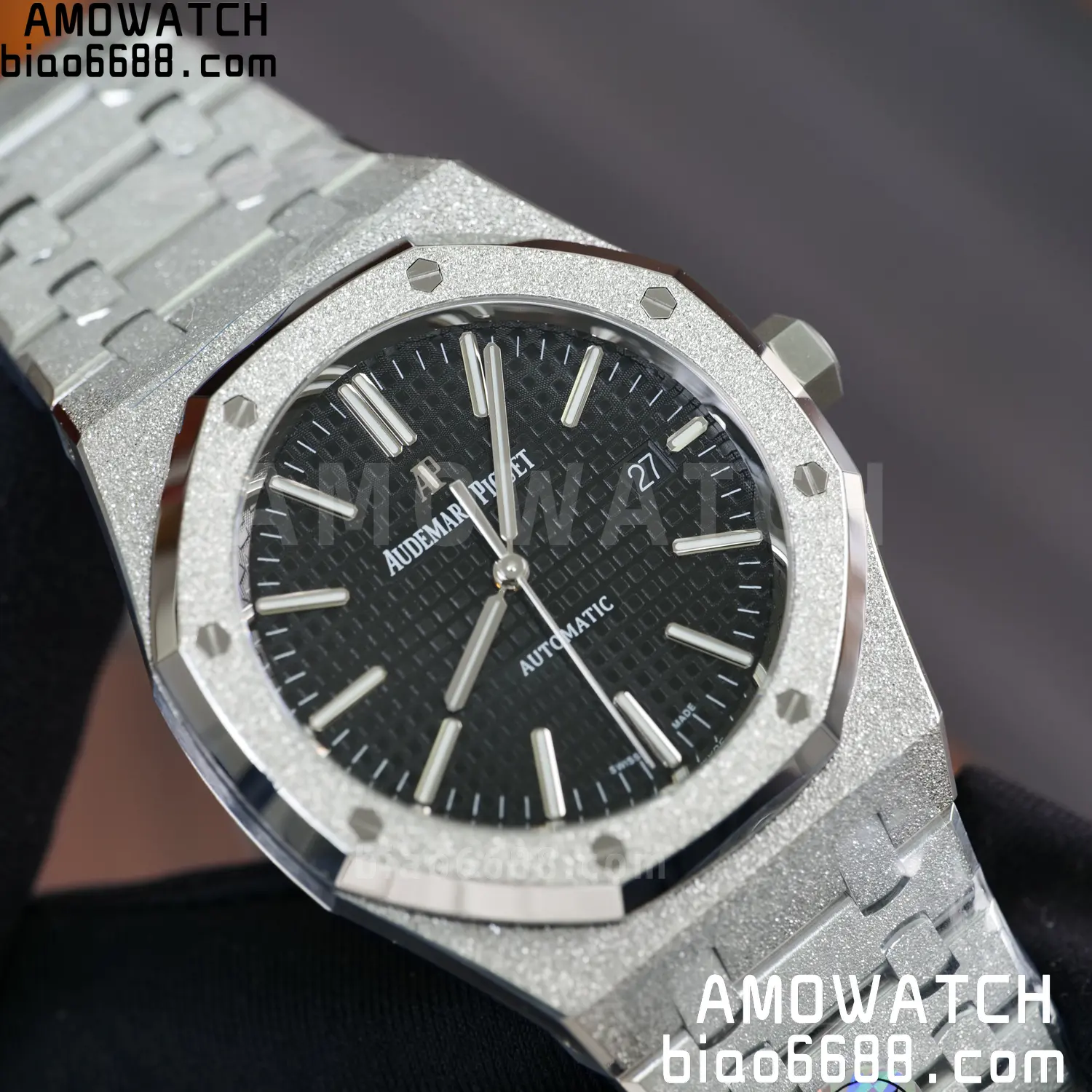 AP Royal Oak 41mm 15410 Frosted SS APSF 1:1 Best Edition Black Textured Dial Super Clone V3 78 07c4a971d33889b AMO Watch