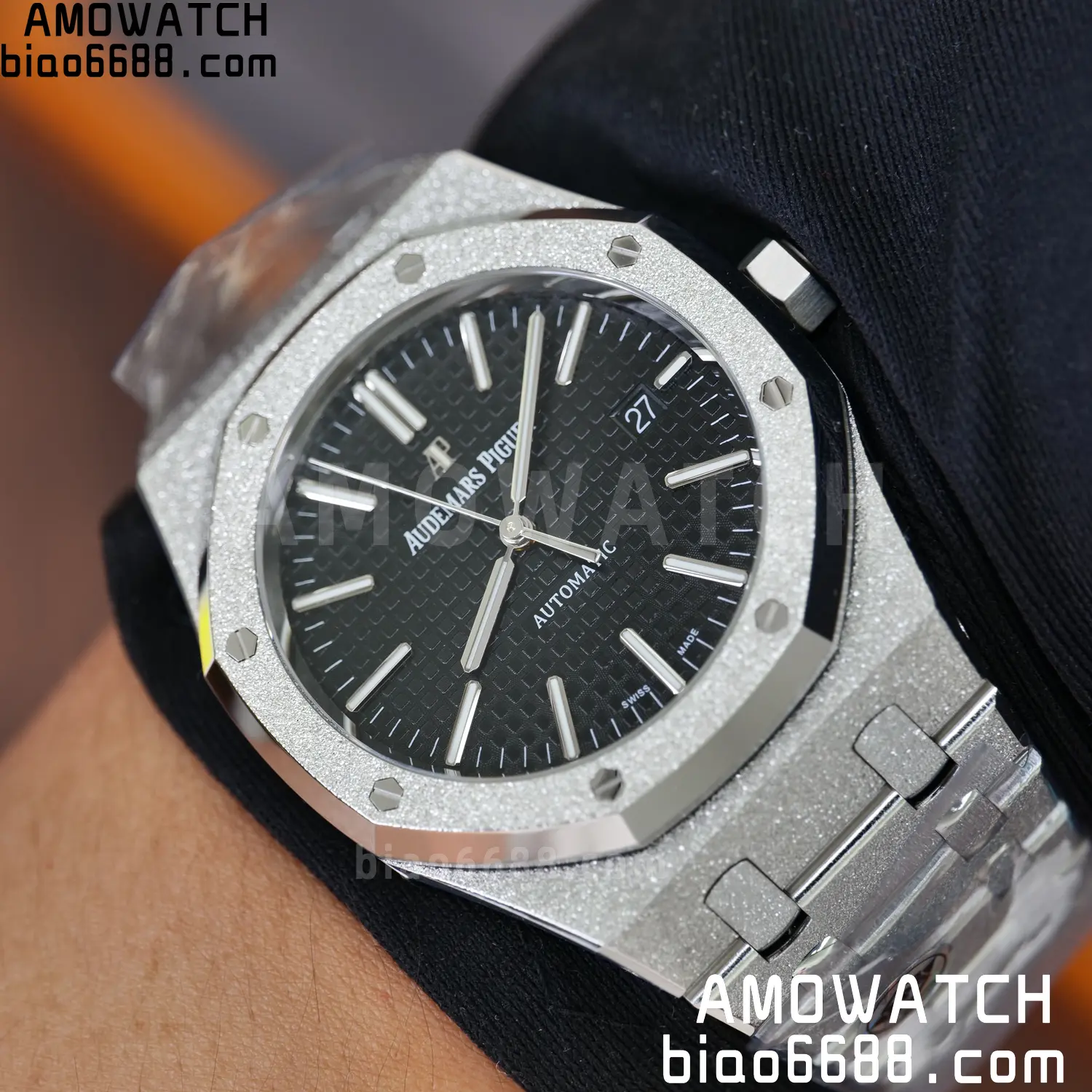 AP Royal Oak 41mm 15410 Frosted SS APSF 1:1 Best Edition Black Textured Dial Super Clone V3 93 de6e584afaeab9b AMO Watch