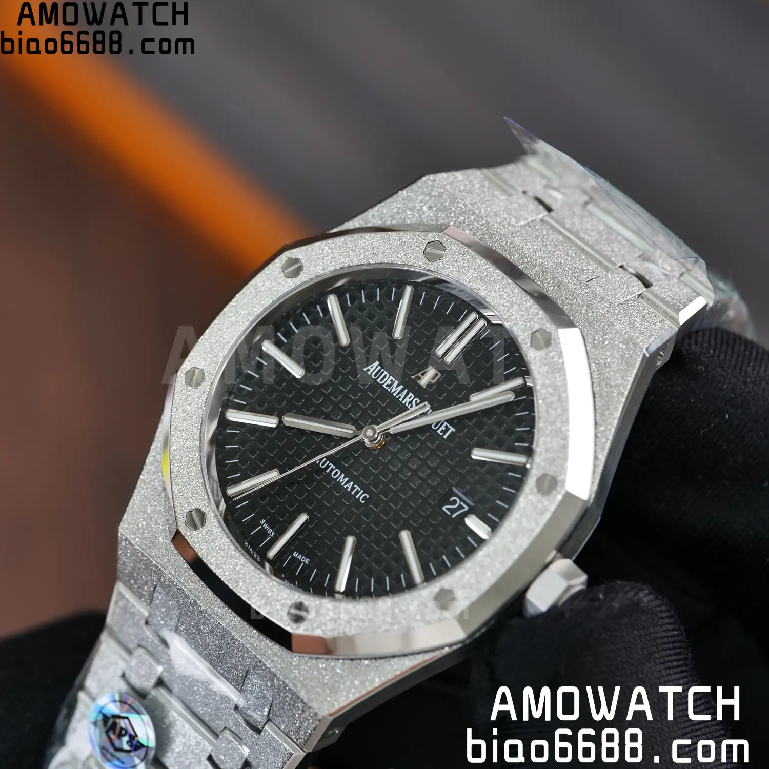 AP Royal Oak 41mm 15410 Frosted SS APSF 1:1 Best Edition Black Textured Dial Super Clone V3 79 ed33acc66619e5c AMO Watch