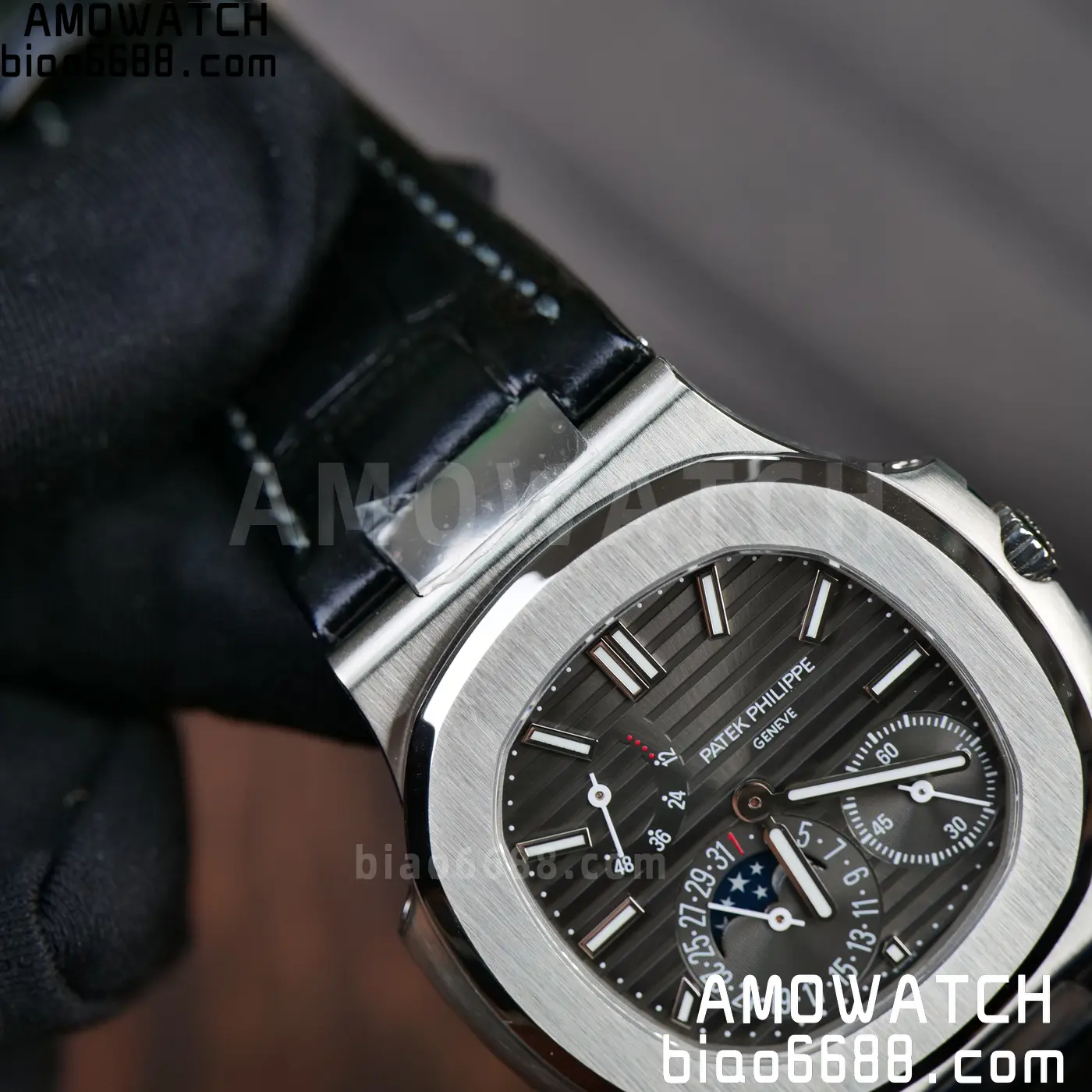 PP Nautilus 5712G SS PPF 1:1 Best Edition Gray Dial on Black Leather Strap A240 Super Clone 94 0e19ed38b62cc86 AMO Watch