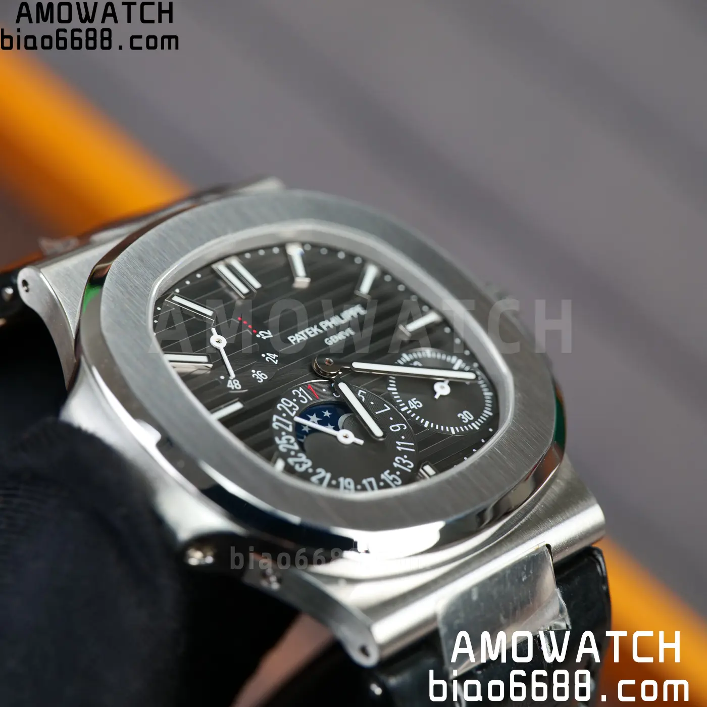 PP Nautilus 5712G SS PPF 1:1 Best Edition Gray Dial on Black Leather Strap A240 Super Clone 100 13c839492ce7bd7 AMO Watch