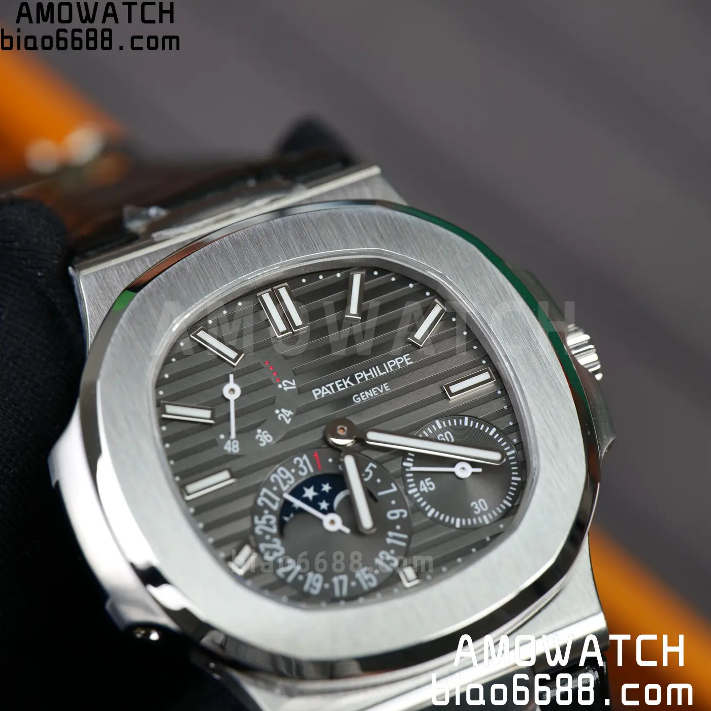 PP Nautilus 5712G SS PPF 1:1 Best Edition Gray Dial on Black Leather Strap A240 Super Clone 98 220472c02840803 AMO Watch