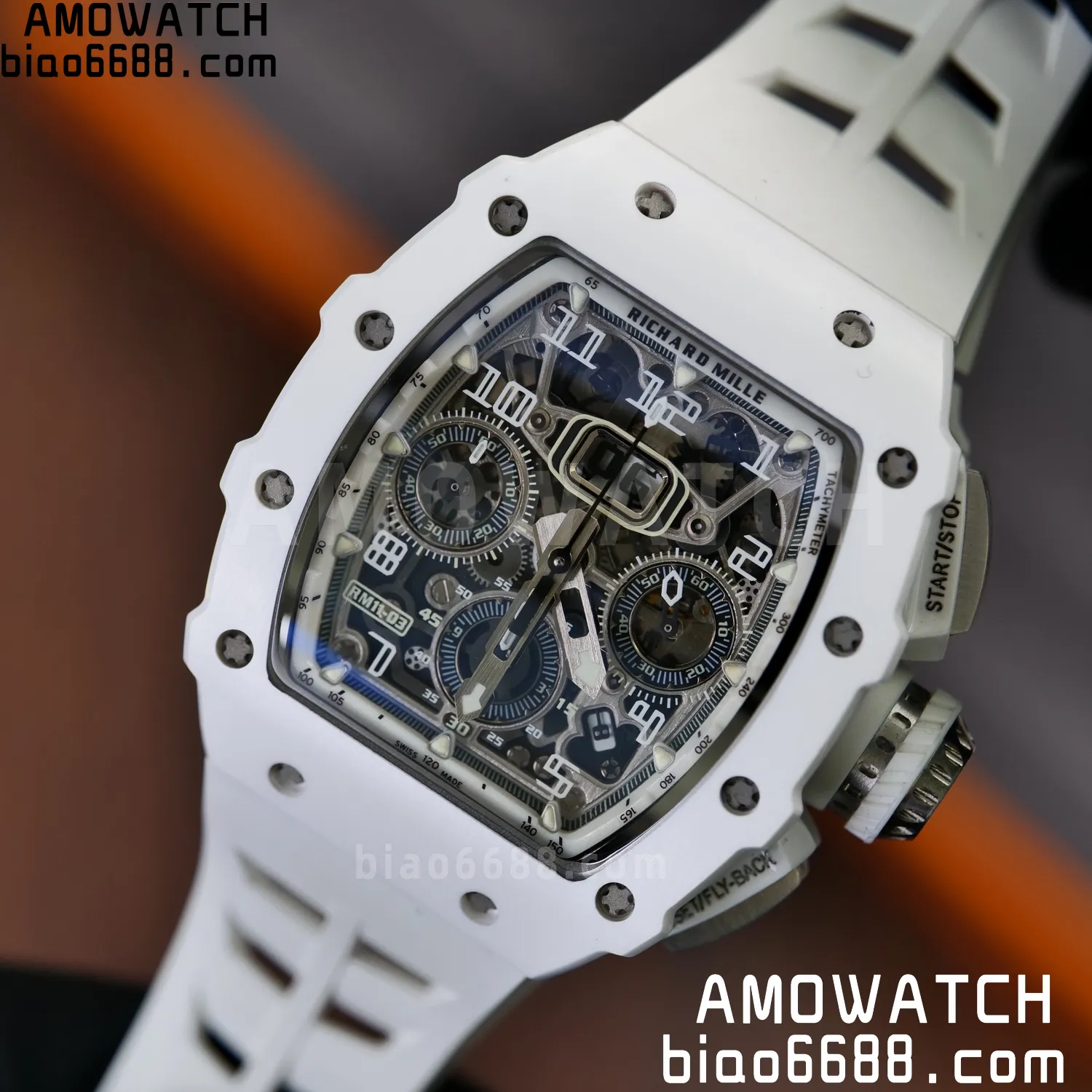 Richard Mille RM11-03 RM1103 Black Carbon KV Factory Best Edition Skeleton Dial on White Rubber Strap v5 90 3031b5f5377e2d7 AMO Watch