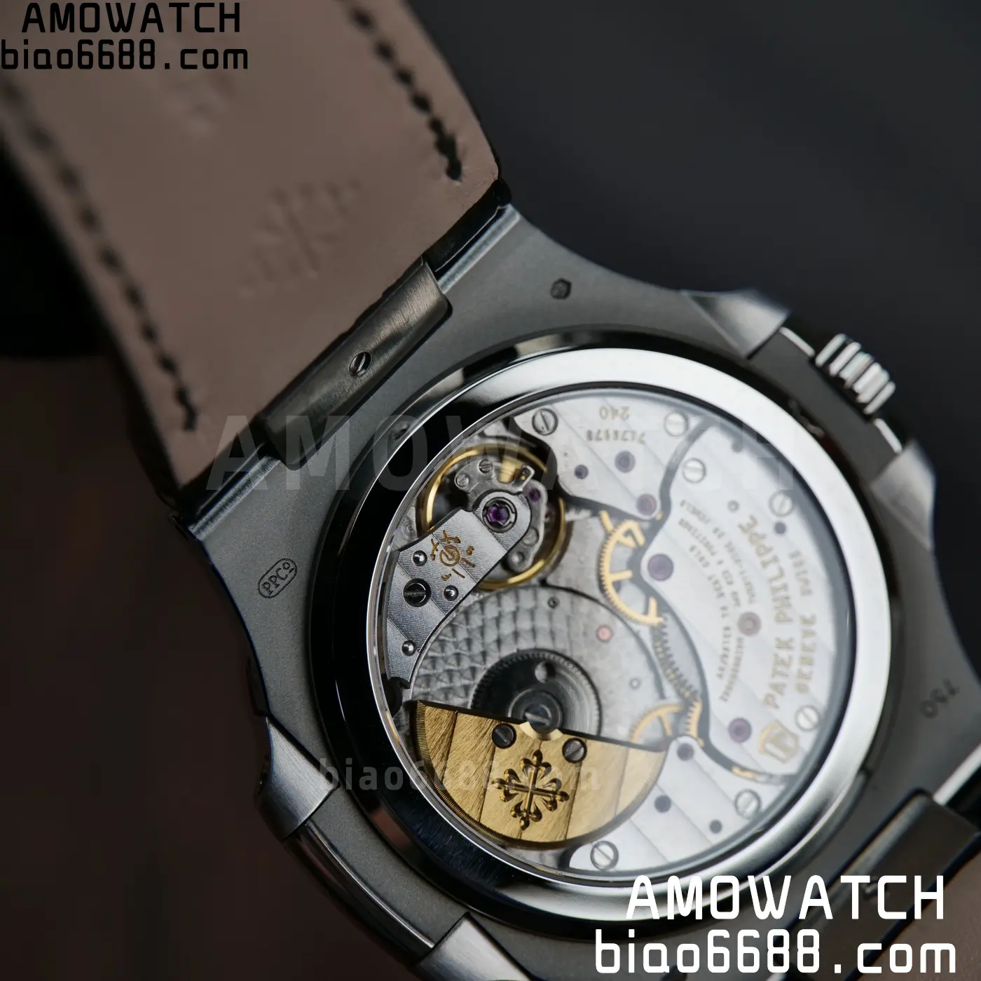 PP Nautilus 5712G SS PPF 1:1 Best Edition Gray Dial on Black Leather Strap A240 Super Clone 105 358654243f68566 AMO Watch