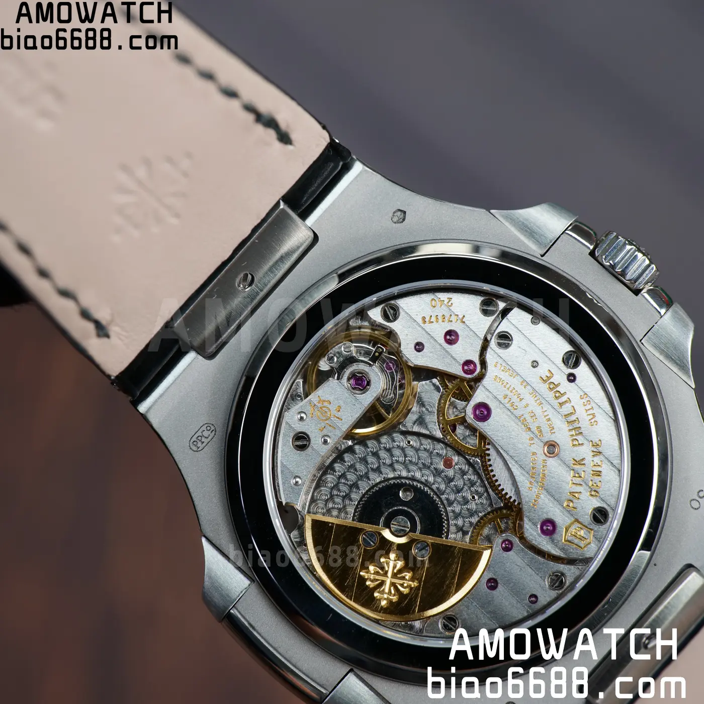 PP Nautilus 5712G SS PPF 1:1 Best Edition Gray Dial on Black Leather Strap A240 Super Clone 106 43da168d6d4e386 AMO Watch