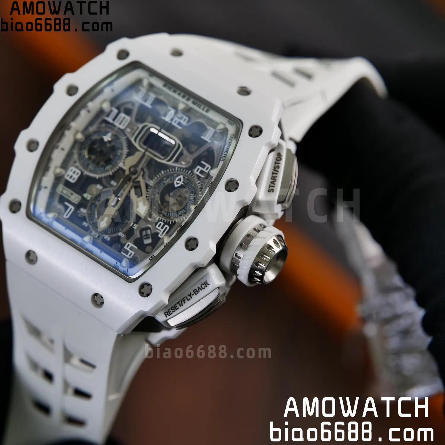 Richard Mille RM11-03 RM1103 Black Carbon KV Factory Best Edition Skeleton Dial on White Rubber Strap v5 82 4979dfe11837c4a AMO Watch