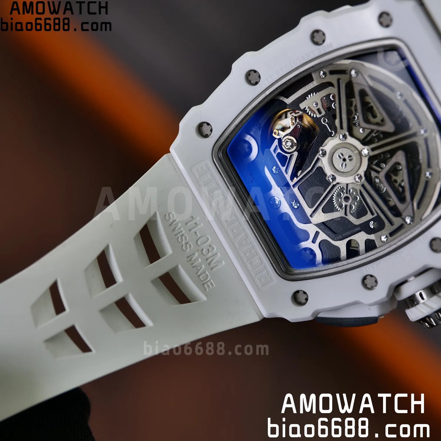 Richard Mille RM11-03 RM1103 Black Carbon KV Factory Best Edition Skeleton Dial on White Rubber Strap v5 97 5b8f514f8f46088 AMO Watch