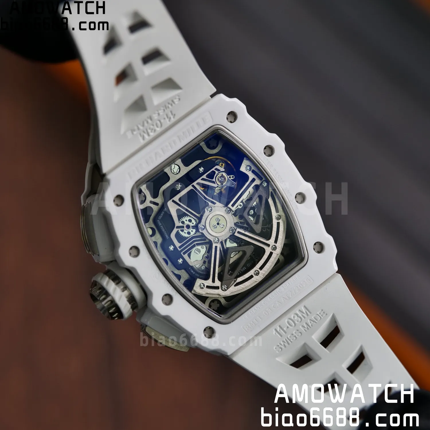 Richard Mille RM11-03 RM1103 Black Carbon KV Factory Best Edition Skeleton Dial on White Rubber Strap v5 93 5ffab679dbeded3 AMO Watch