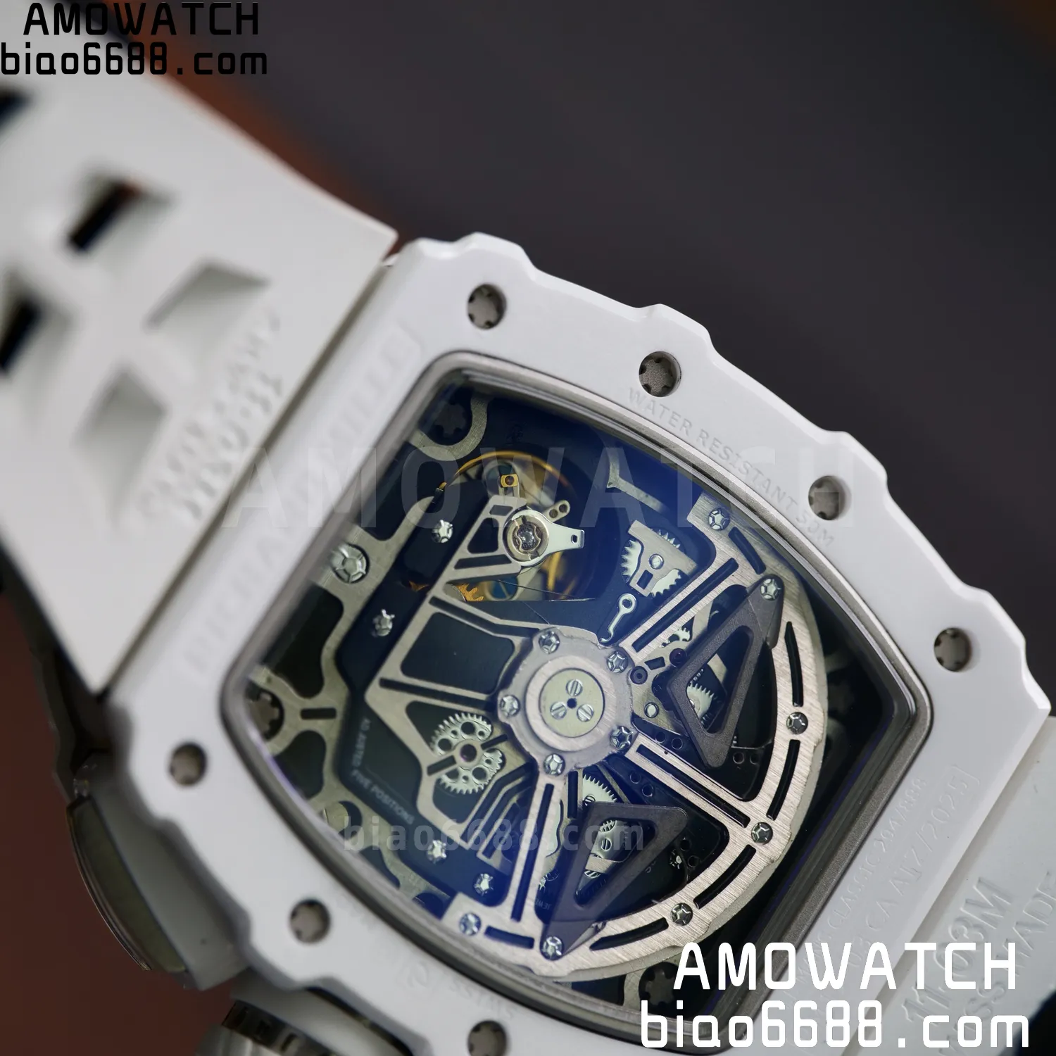 Richard Mille RM11-03 RM1103 Black Carbon KV Factory Best Edition Skeleton Dial on White Rubber Strap v5 95 62ff8174a4f91f4 AMO Watch