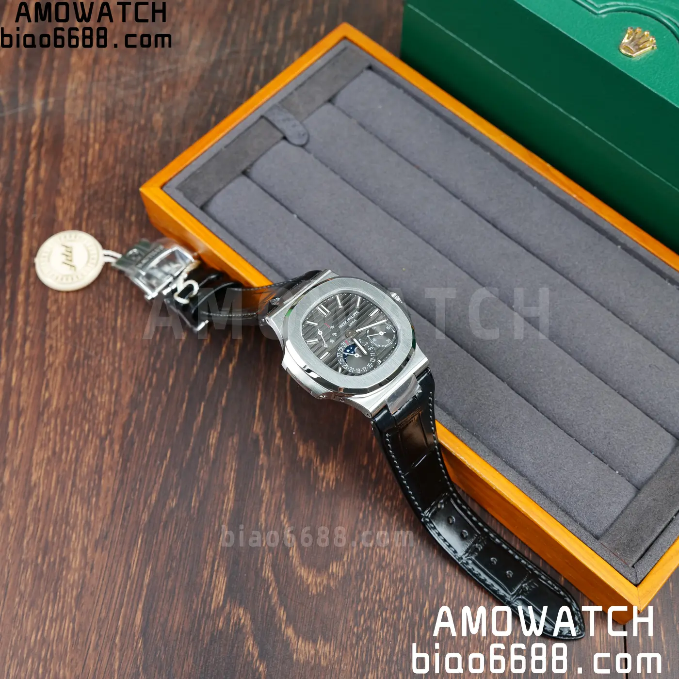 PP Nautilus 5712G SS PPF 1:1 Best Edition Gray Dial on Black Leather Strap A240 Super Clone 77 6be325745214ab4 AMO Watch