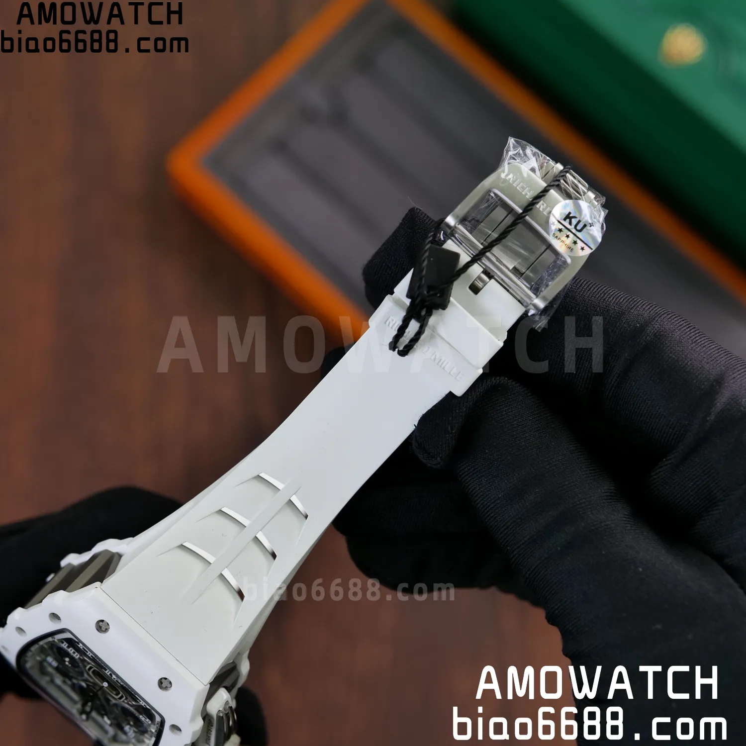 Richard Mille RM11-03 RM1103 Black Carbon KV Factory Best Edition Skeleton Dial on White Rubber Strap v5 75 7b97acc1cb9a9ba AMO Watch